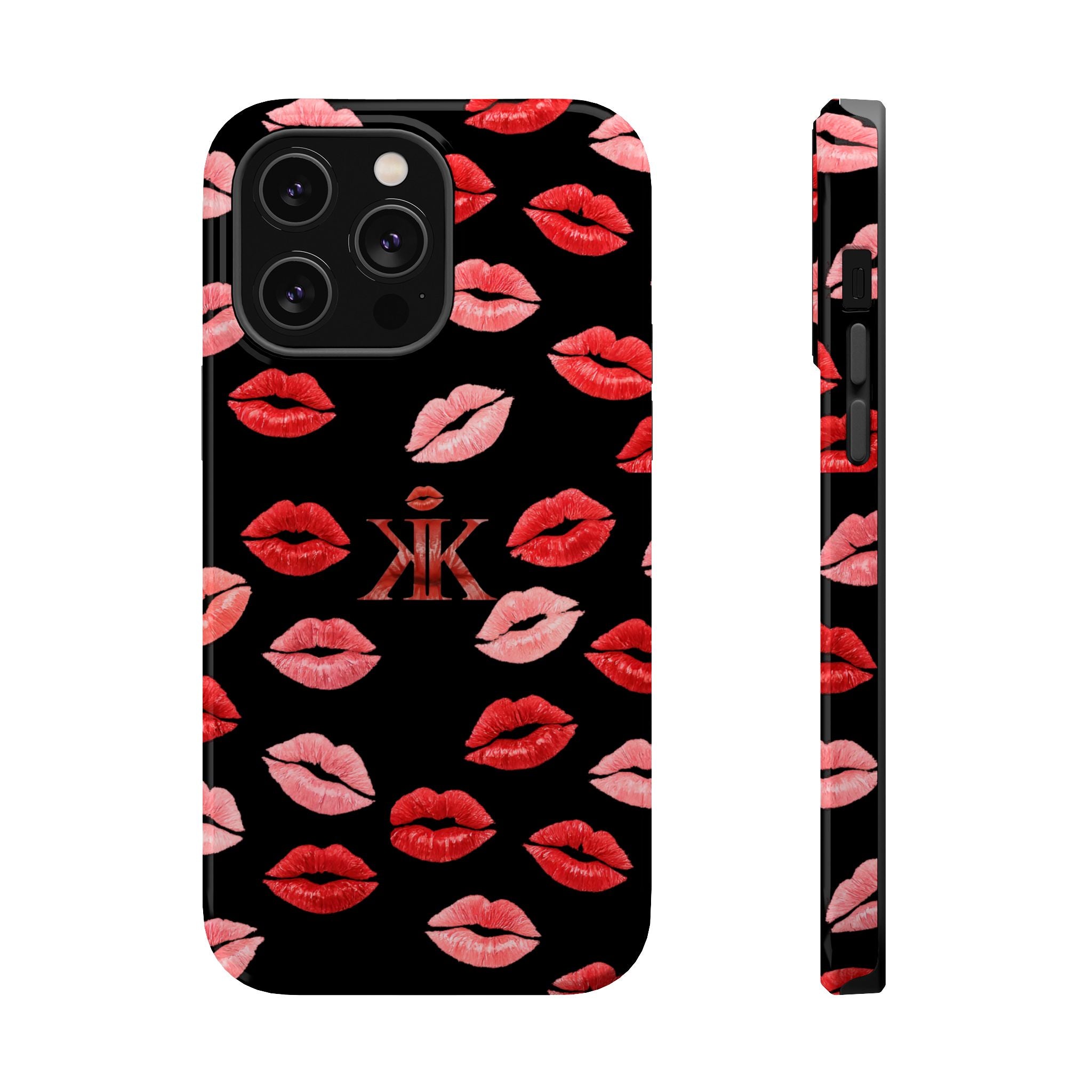 Psyche Collection BLACK - Kiss Pattern Magnetic Impact Phone Case