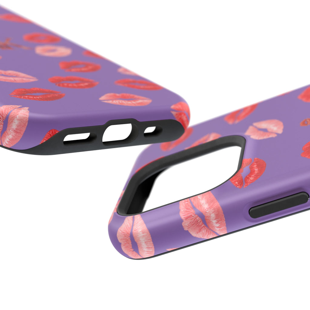 Psyche Collection Light Purple - Kiss Pattern Magnetic Impact Phone Case