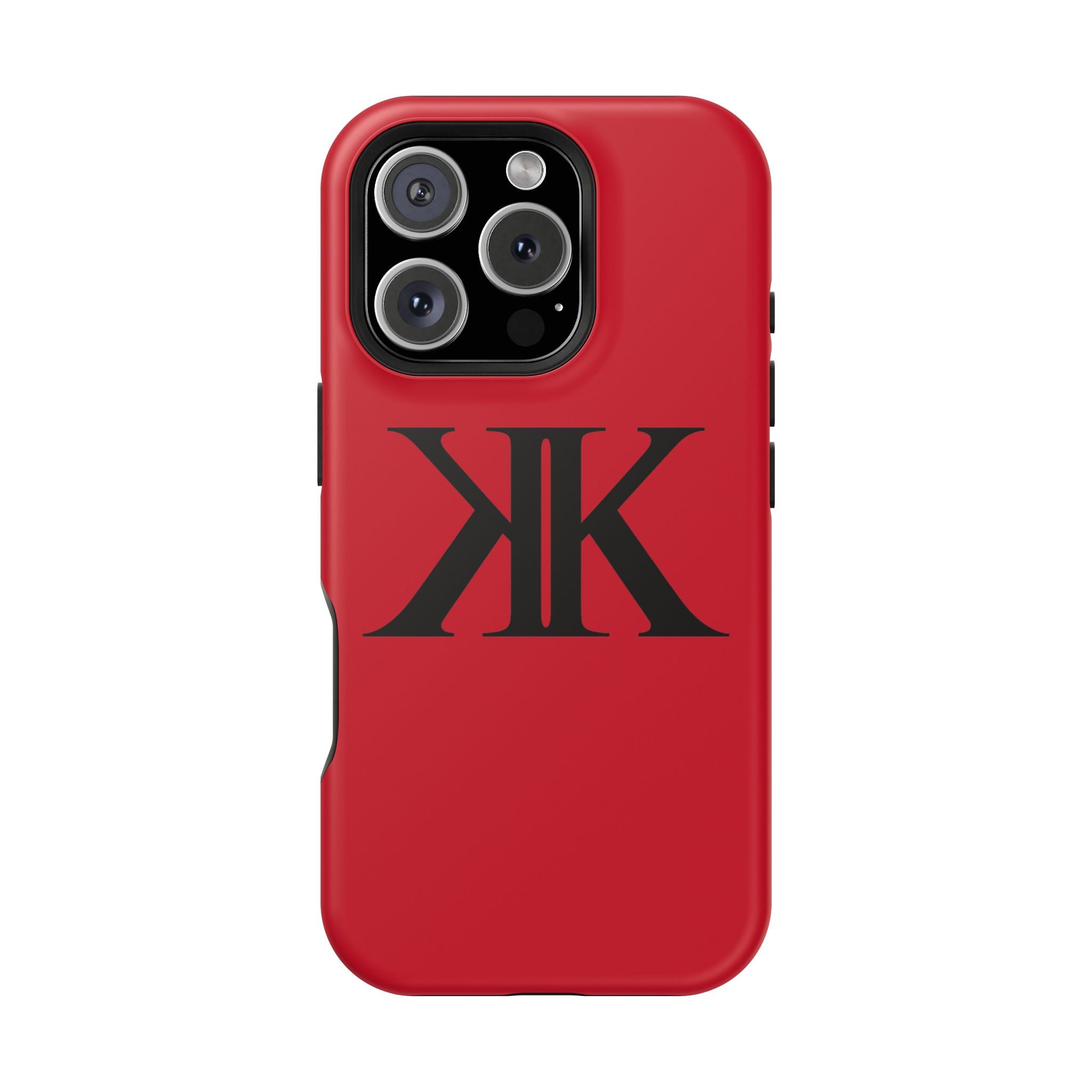 Magnetic Impact-Resistant RED Case with Bold KK Monogram