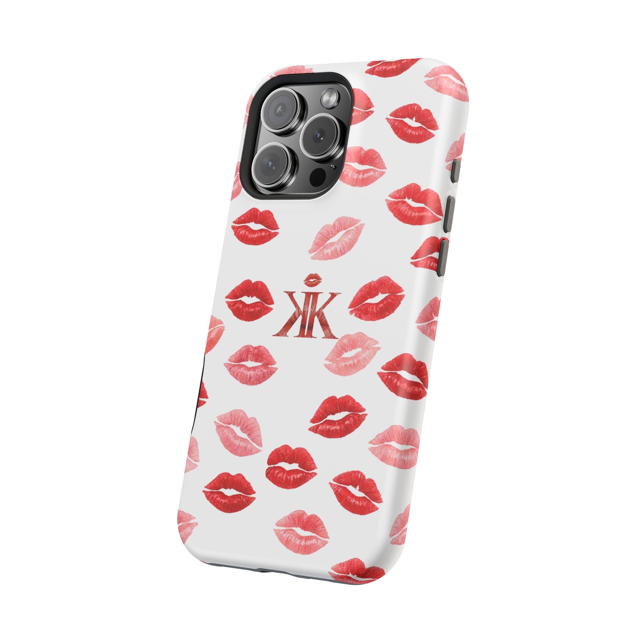 Psyche Collection White - Kiss Pattern Magnetic Impact Phone Case