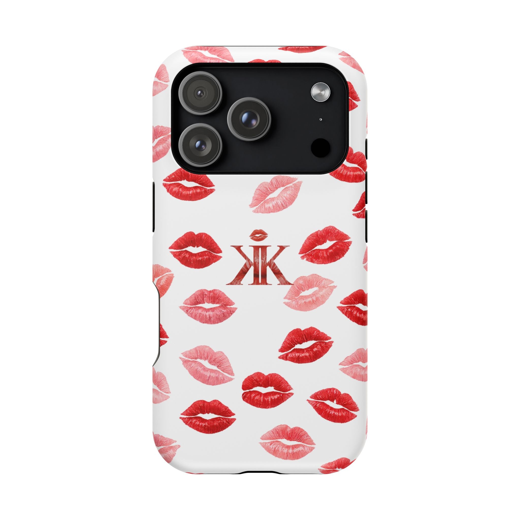 Psyche Collection White - Kiss Pattern Magnetic Impact Phone Case
