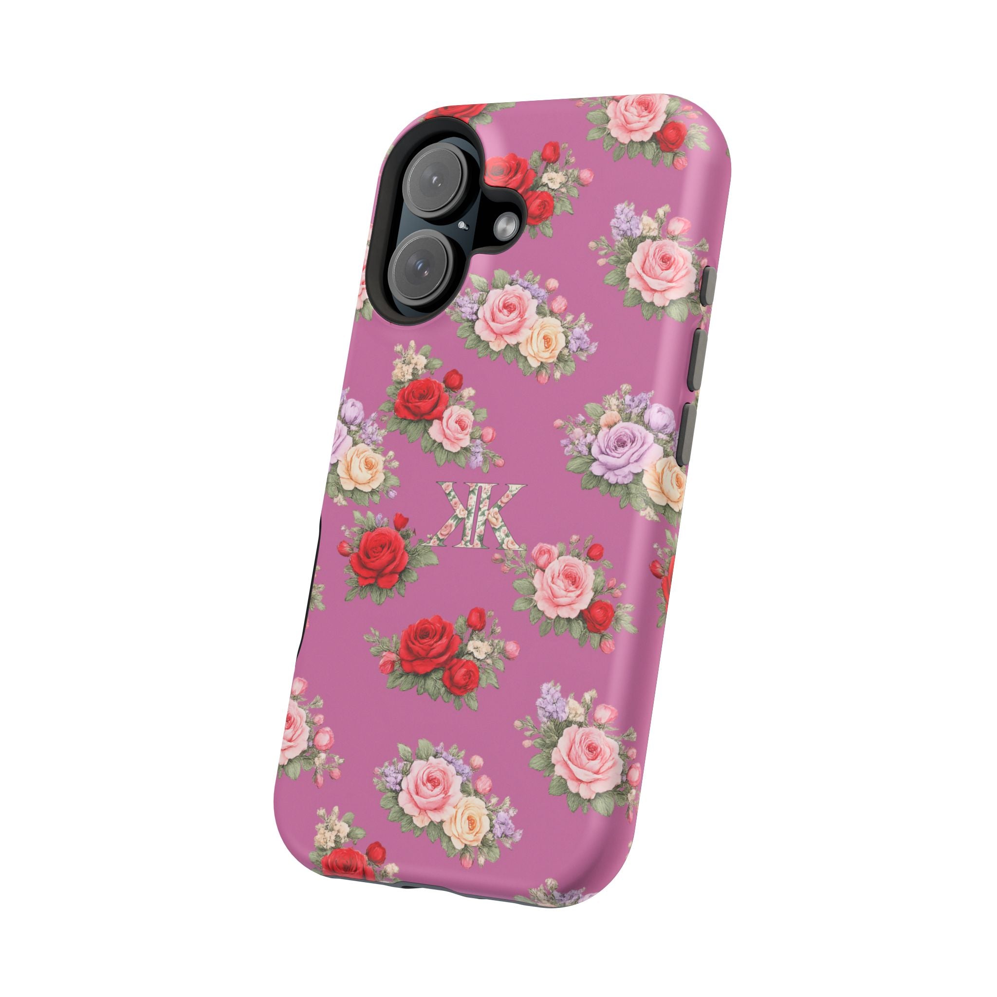 Anthos Collection Light Pink  Vintage Floral Rose Pattern Magnetic Impact-Resistant Phone Case