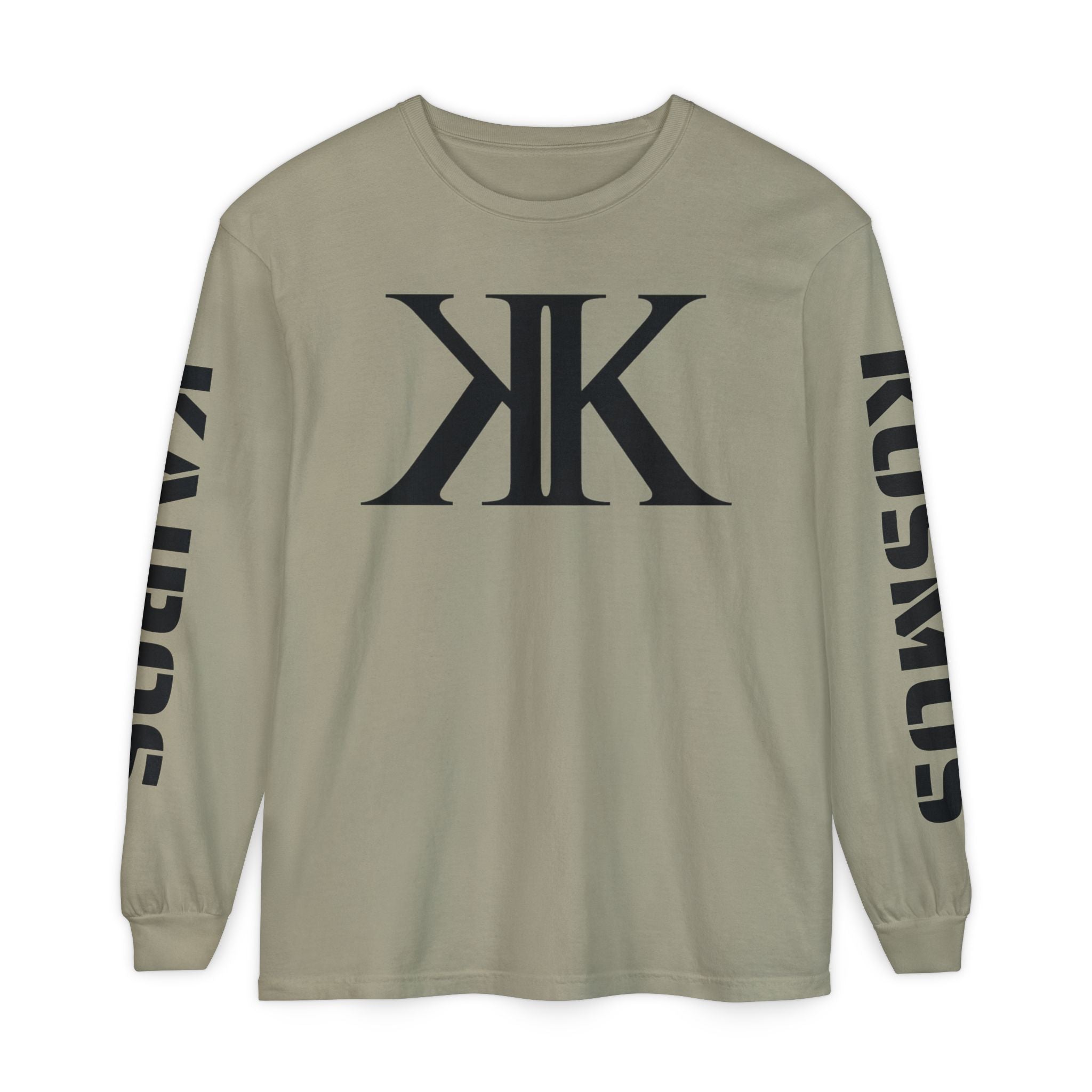KOSMOS Monogram Uni-Sex Long Sleeve Tee — Bold Black Logo Sleeve Shirt