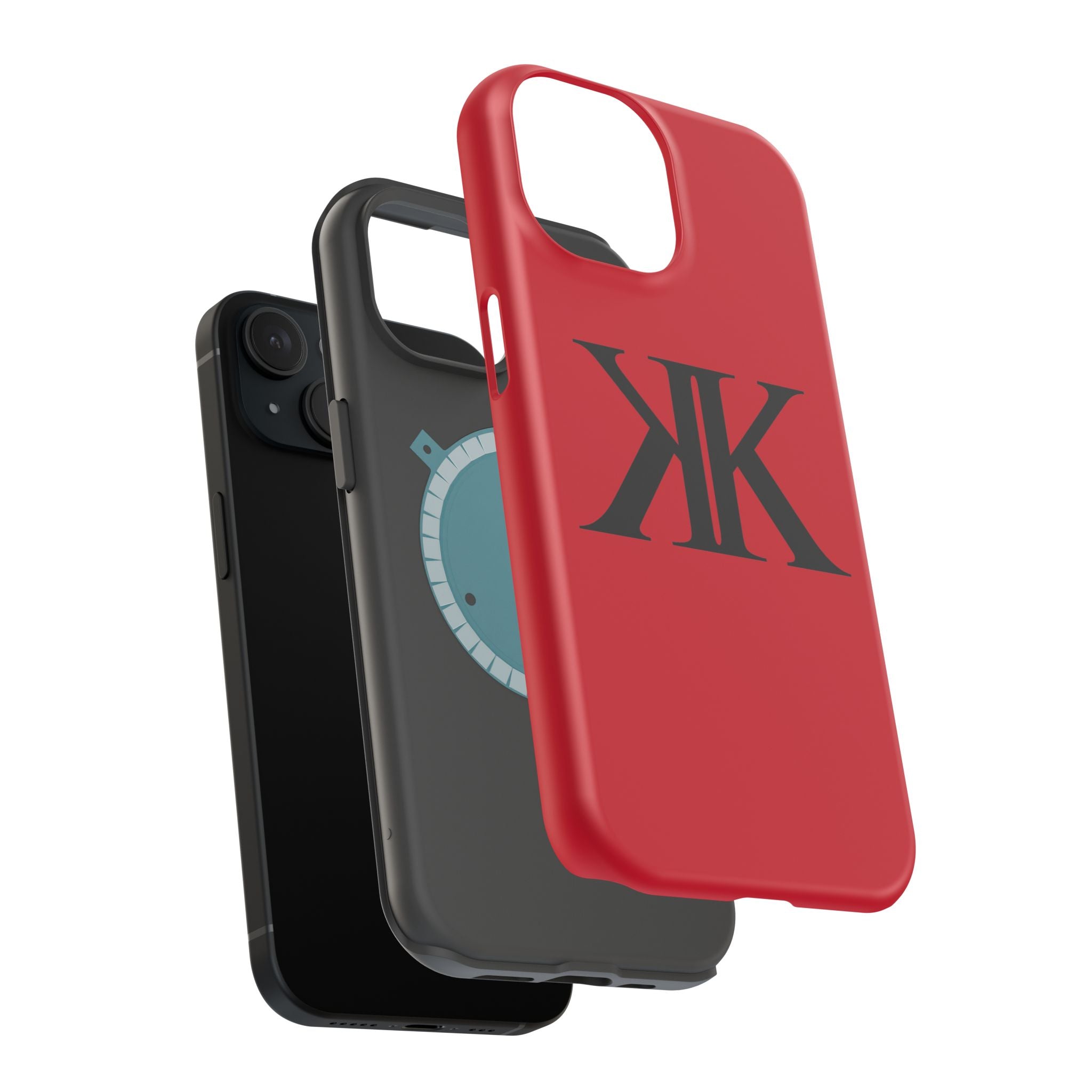 Magnetic Impact-Resistant RED Case with Bold KK Monogram