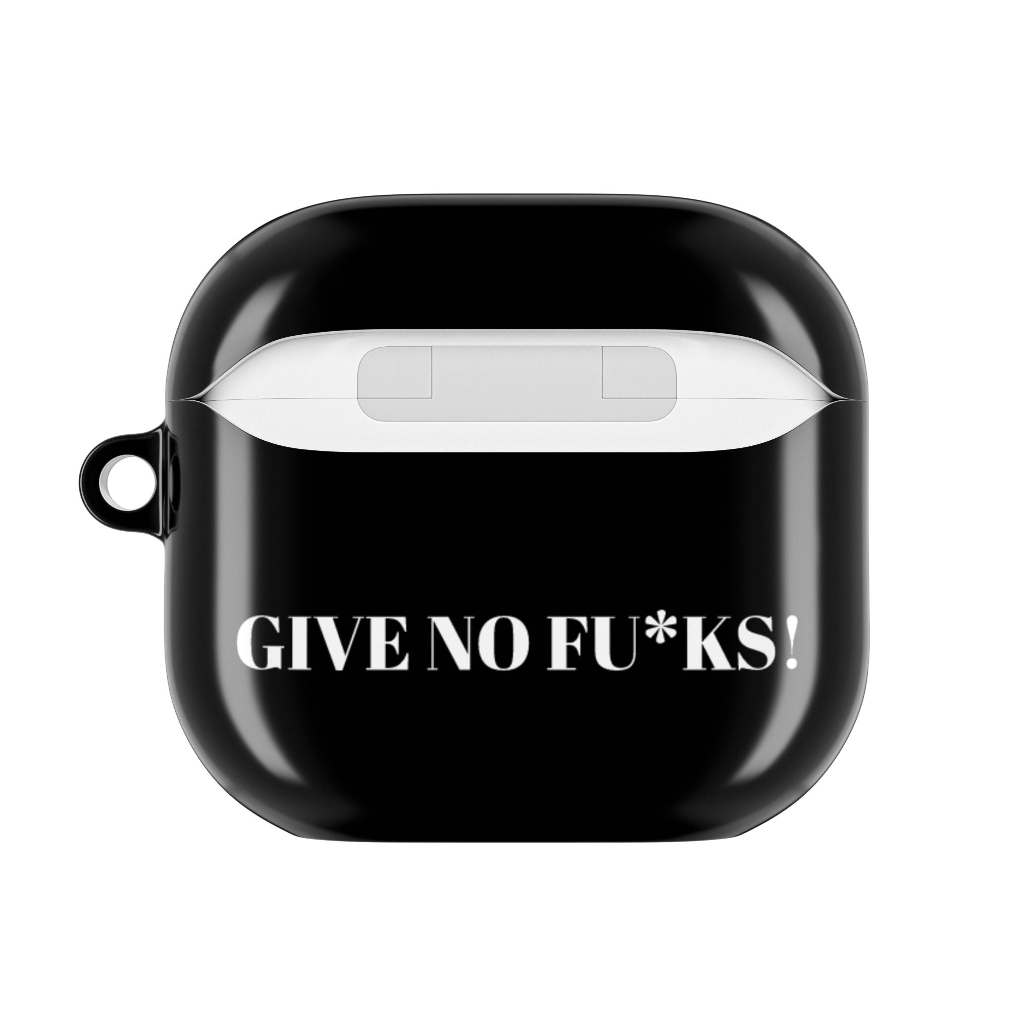 Kairos Kosmos AirPod Case BLACK — Minimalist Black Typography ‘Kairos Kosmos’ & “Give No Fu*ks!” Protective Cover