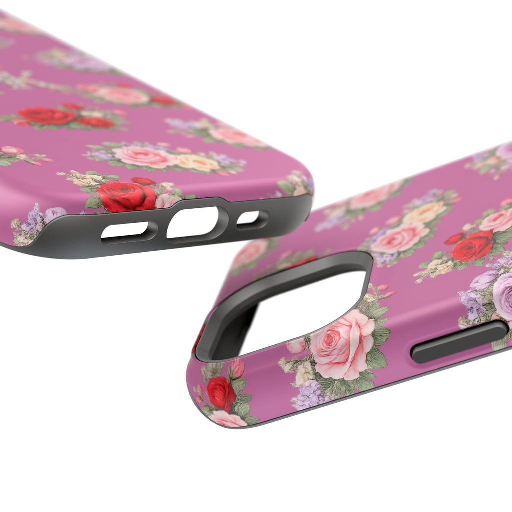 Anthos Collection Light Pink  Vintage Floral Rose Pattern Magnetic Impact-Resistant Phone Case