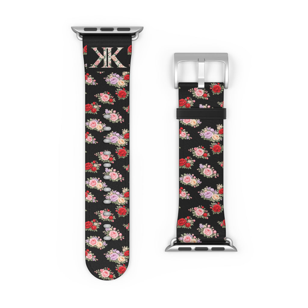 Anthos Collection BLACK Floral Vintage Watch Band — Apple Watch Strap