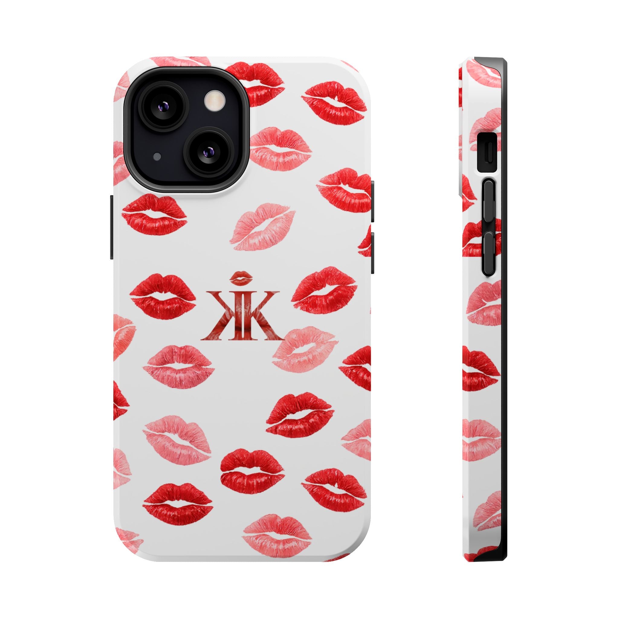 Psyche Collection White - Kiss Pattern Magnetic Impact Phone Case