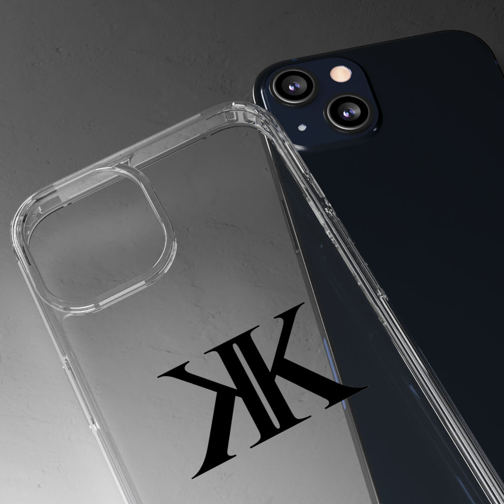 Kairos Kosmos Clear Phone Case — Minimal Black KK Monogram