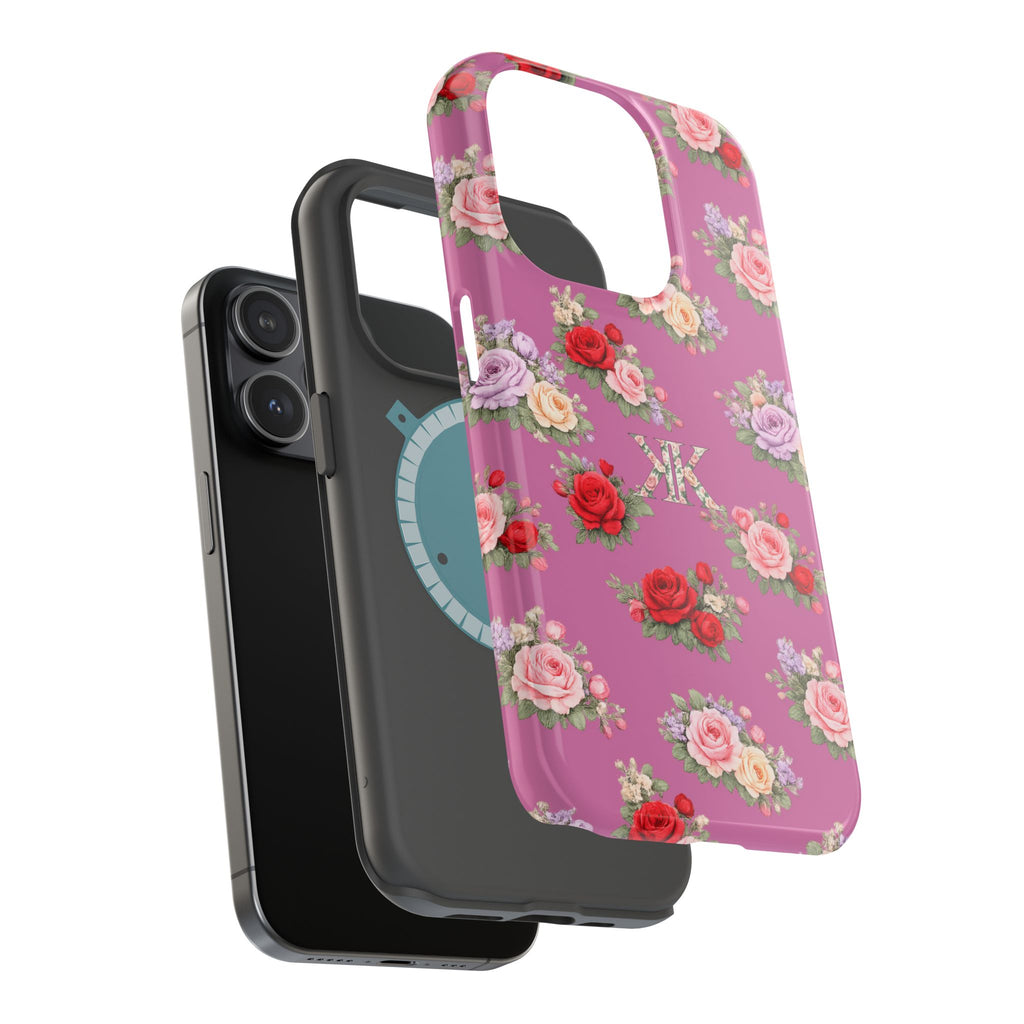 Anthos Collection Light Pink  Vintage Floral Rose Pattern Magnetic Impact-Resistant Phone Case