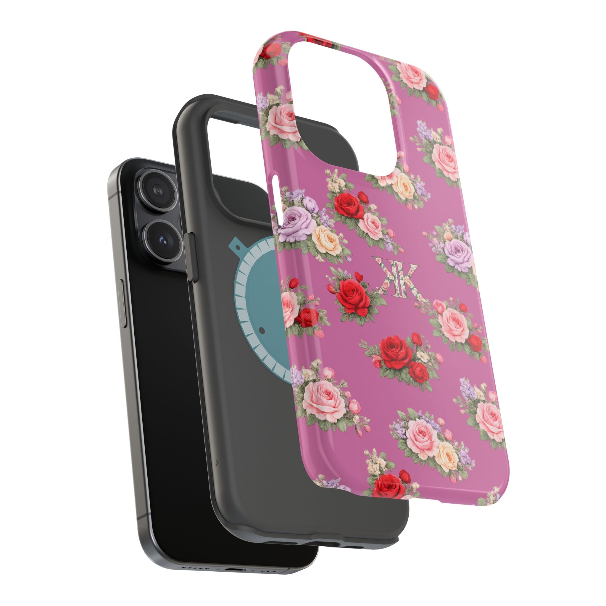 Anthos Collection Light Pink  Vintage Floral Rose Pattern Magnetic Impact-Resistant Phone Case