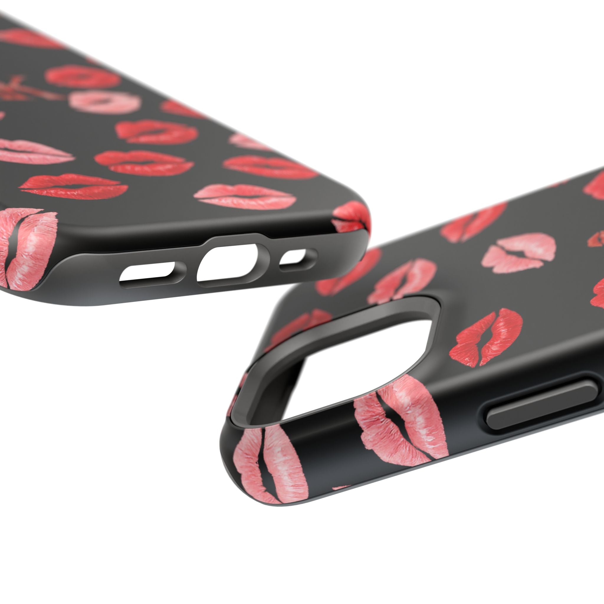 Psyche Collection BLACK - Kiss Pattern Magnetic Impact Phone Case