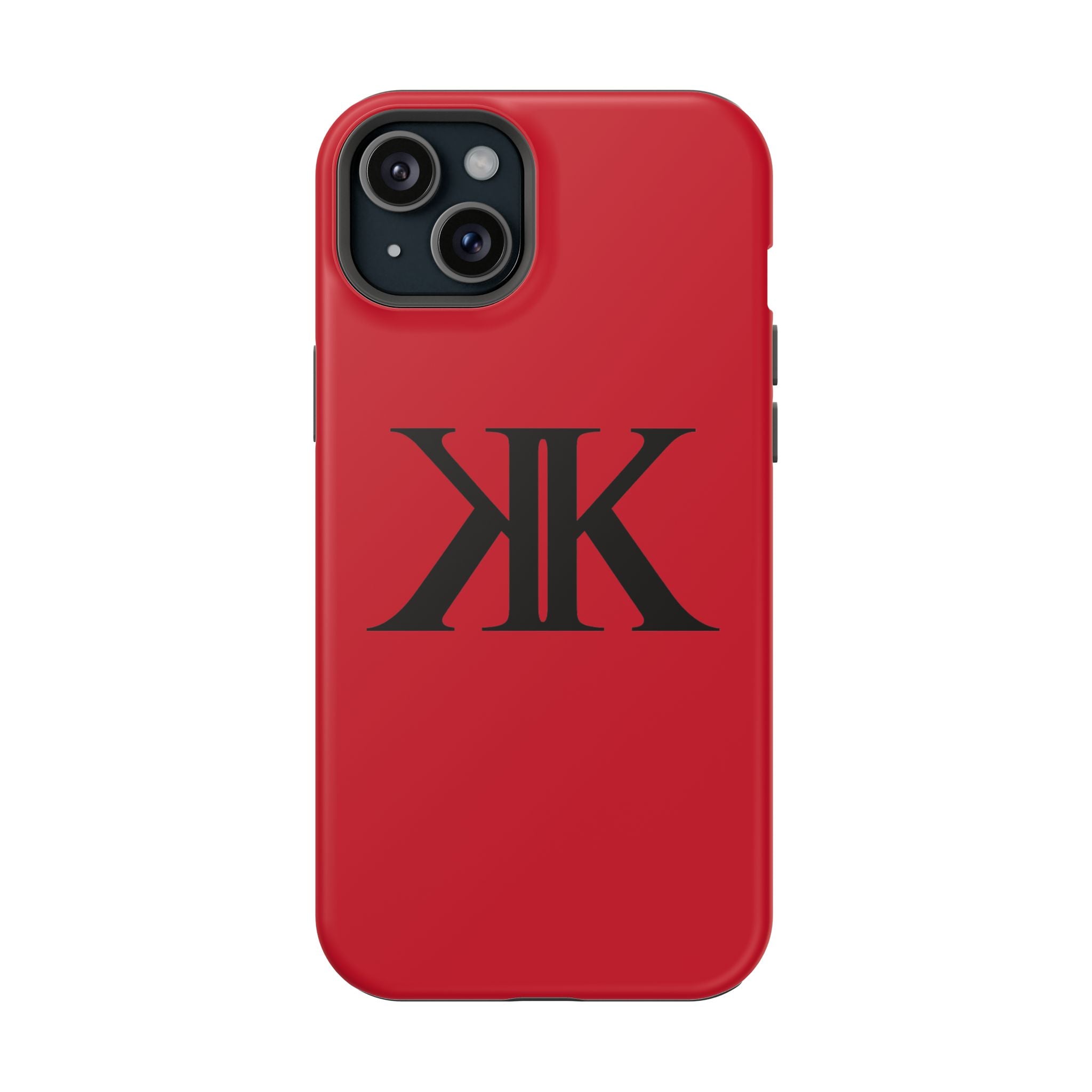 Magnetic Impact-Resistant RED Case with Bold KK Monogram