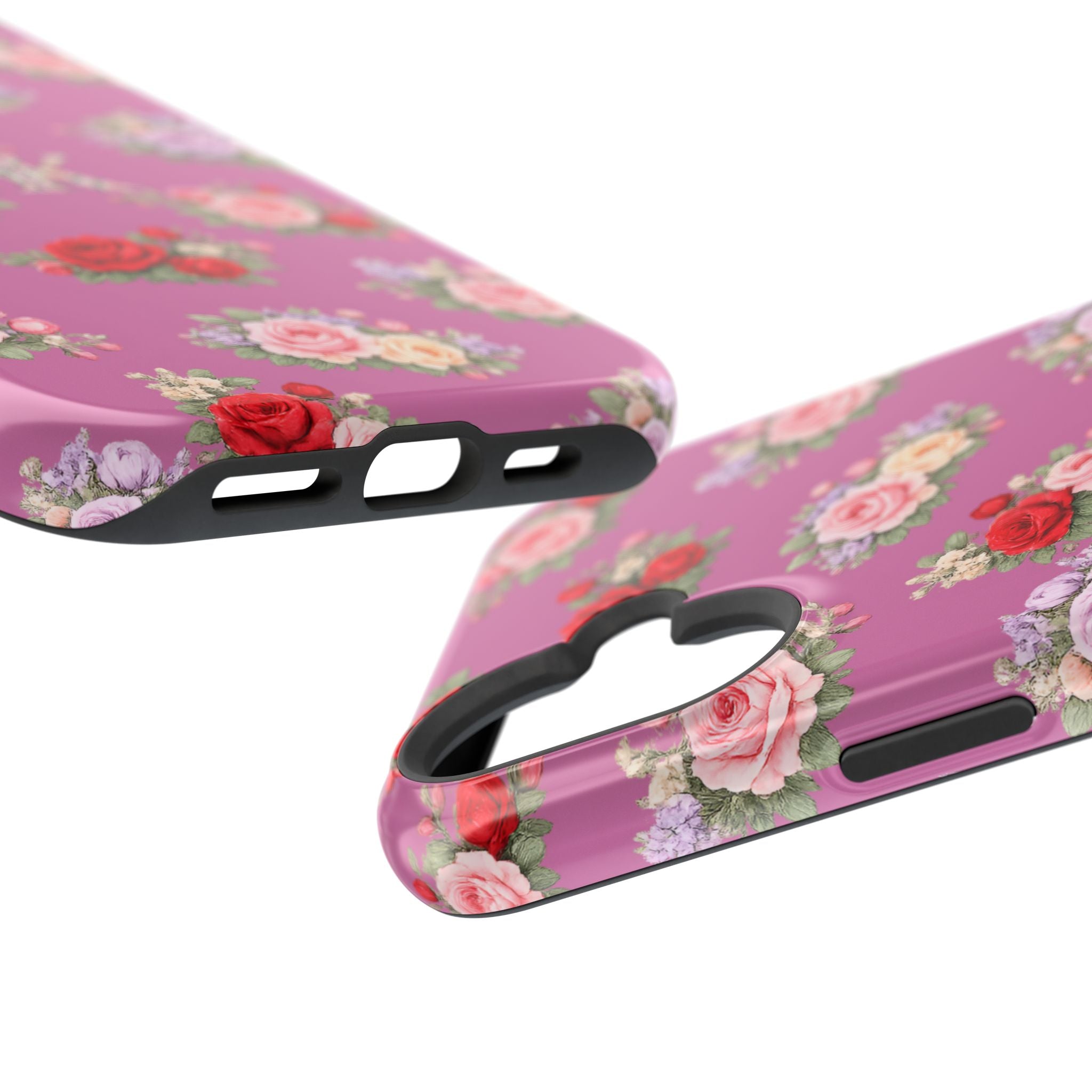 Anthos Collection Light Pink  Vintage Floral Rose Pattern Magnetic Impact-Resistant Phone Case