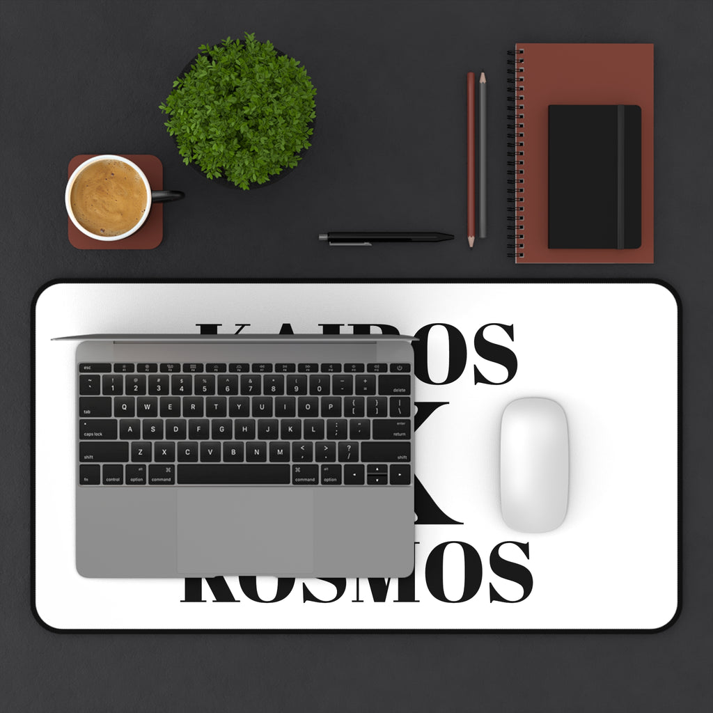 Desk Mat — Minimalist 'KAIROS KOSMOS' Black & White Logo Desk Mat