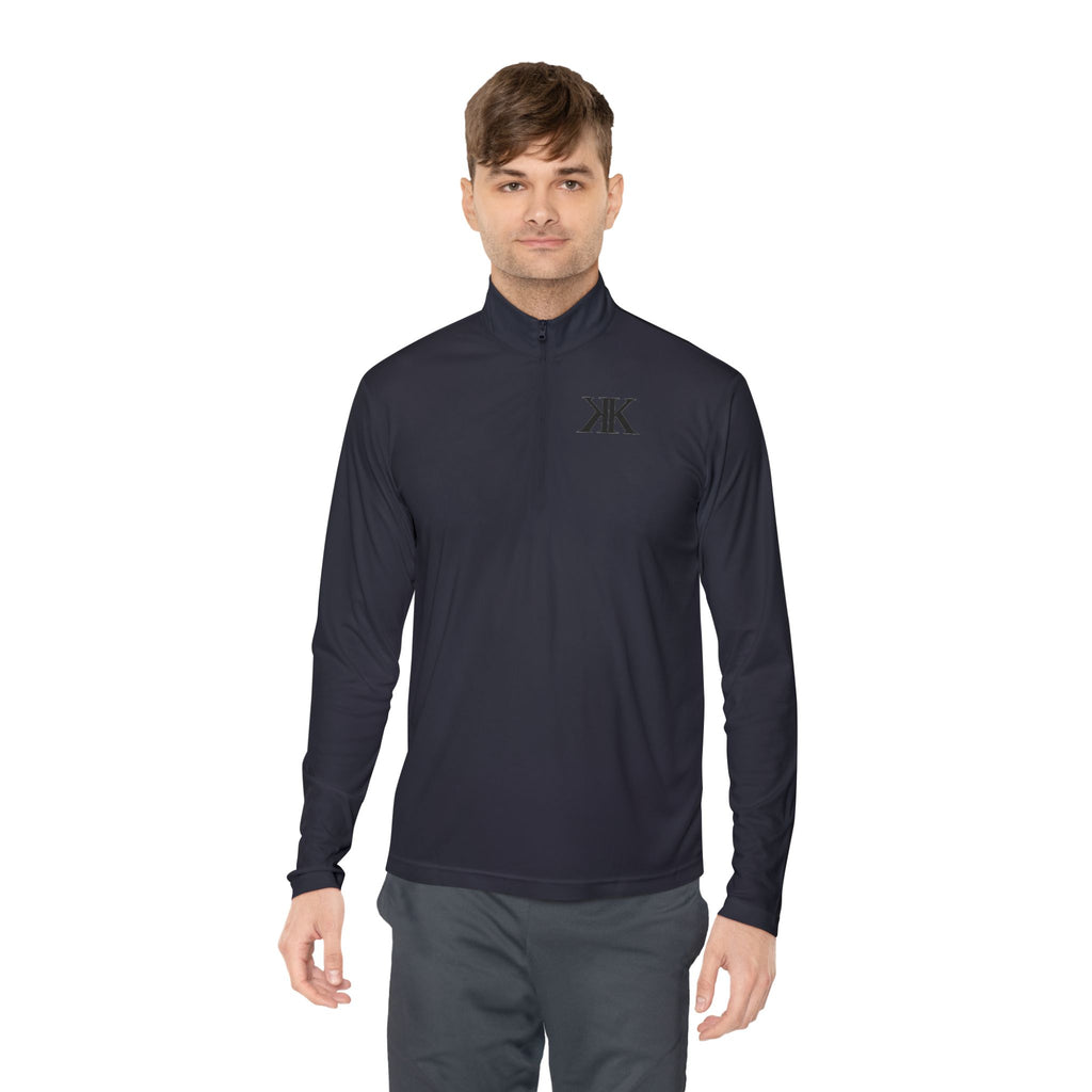 Quarter-Zip Pullover — Minimal Black KK Logo Athletic Pullover