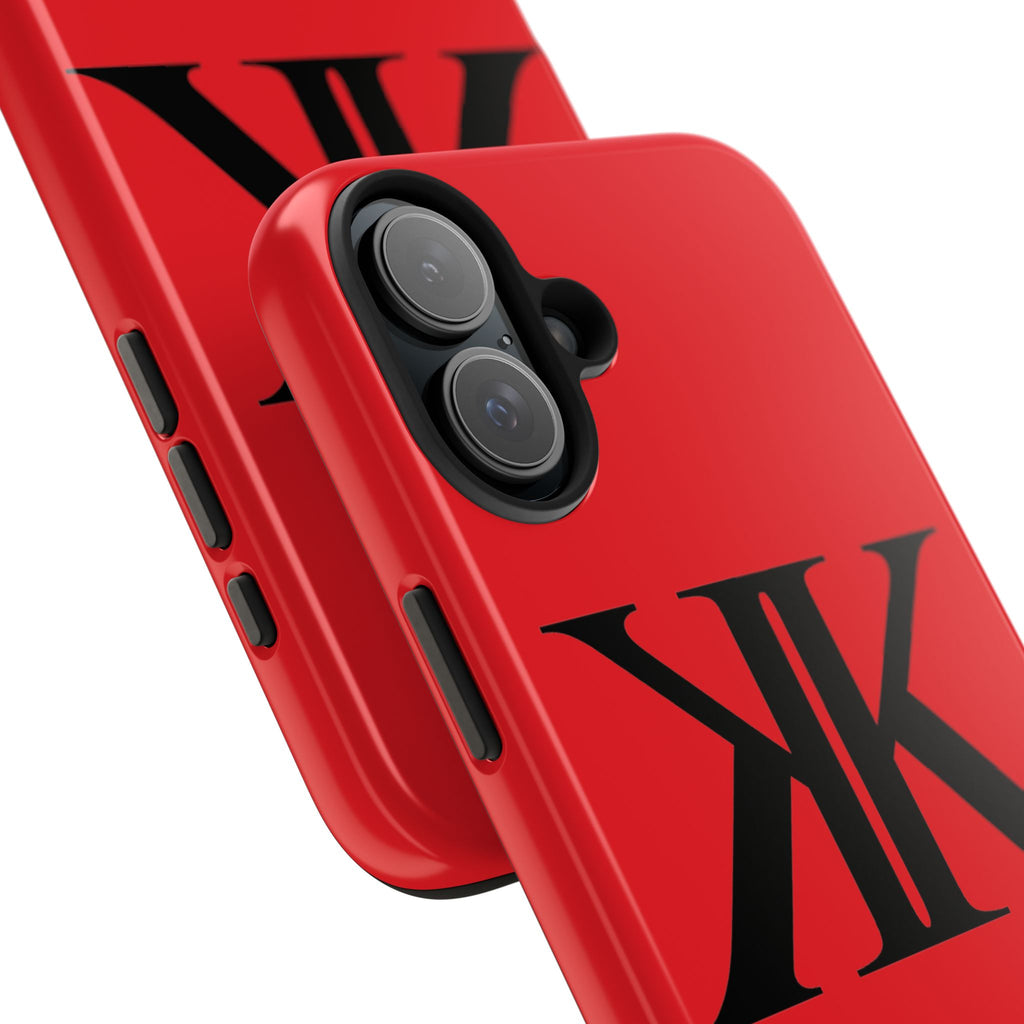 Monogram 'KK' RED Tough Phone Case — Minimal Black Initials Protective Cover