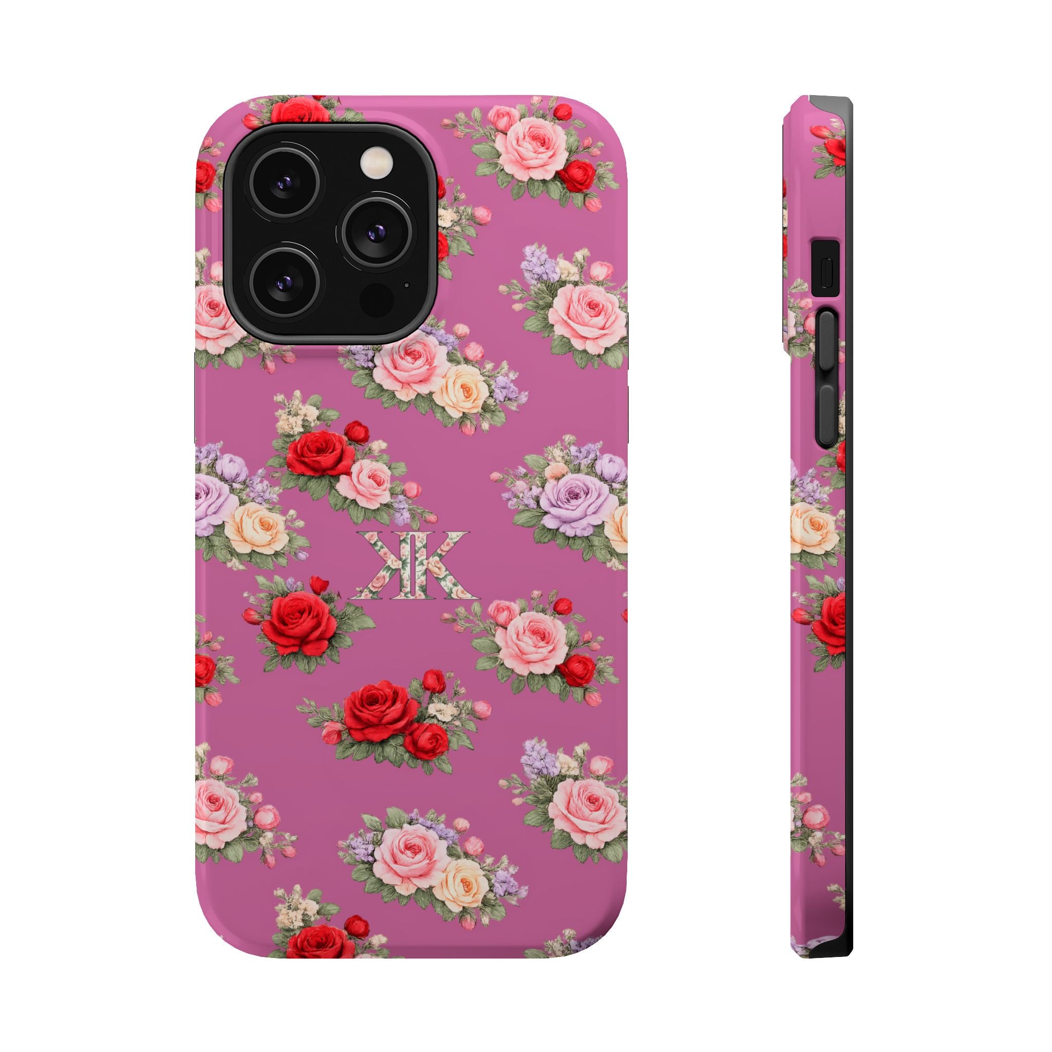 Anthos Collection Light Pink  Vintage Floral Rose Pattern Magnetic Impact-Resistant Phone Case
