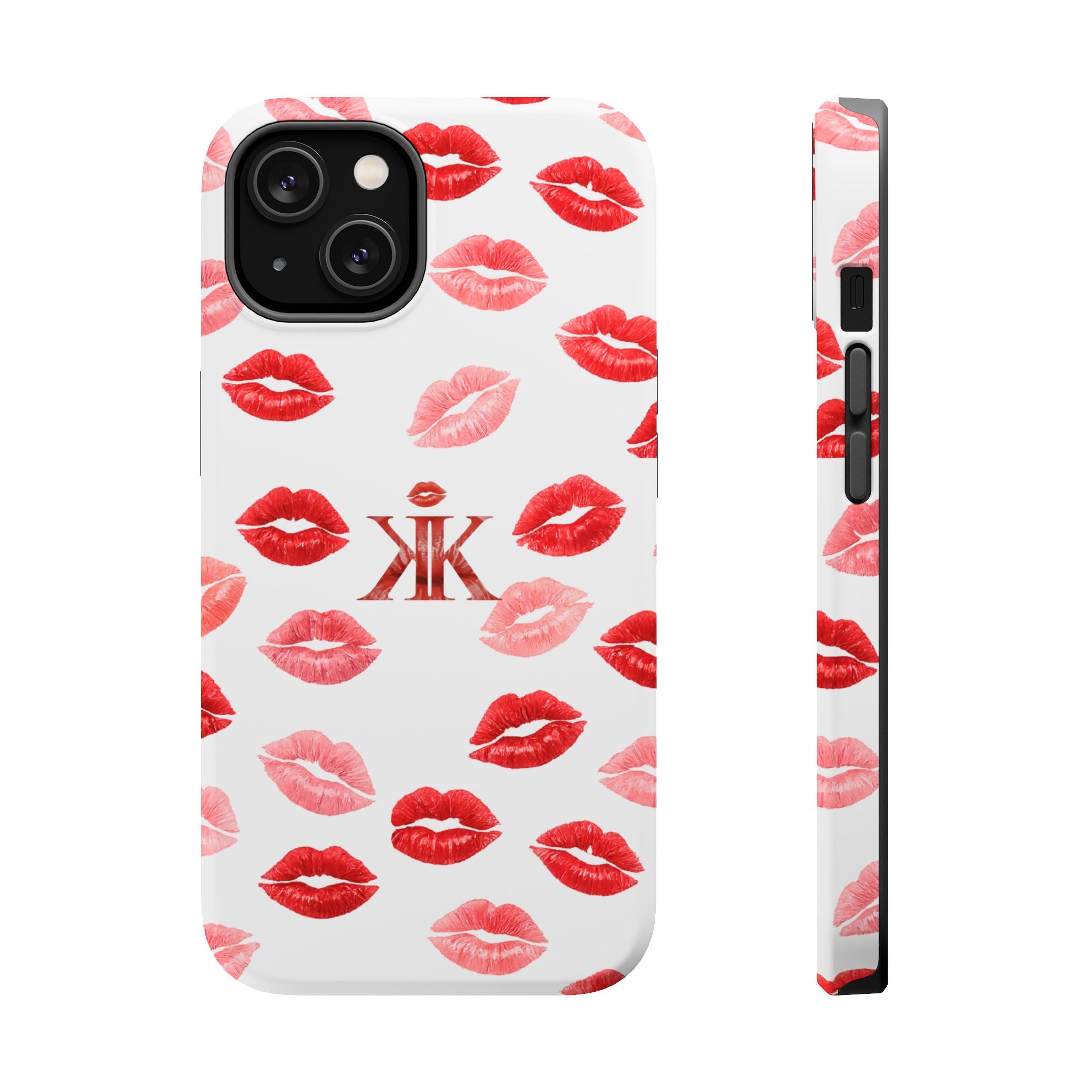 Psyche Collection White - Kiss Pattern Magnetic Impact Phone Case
