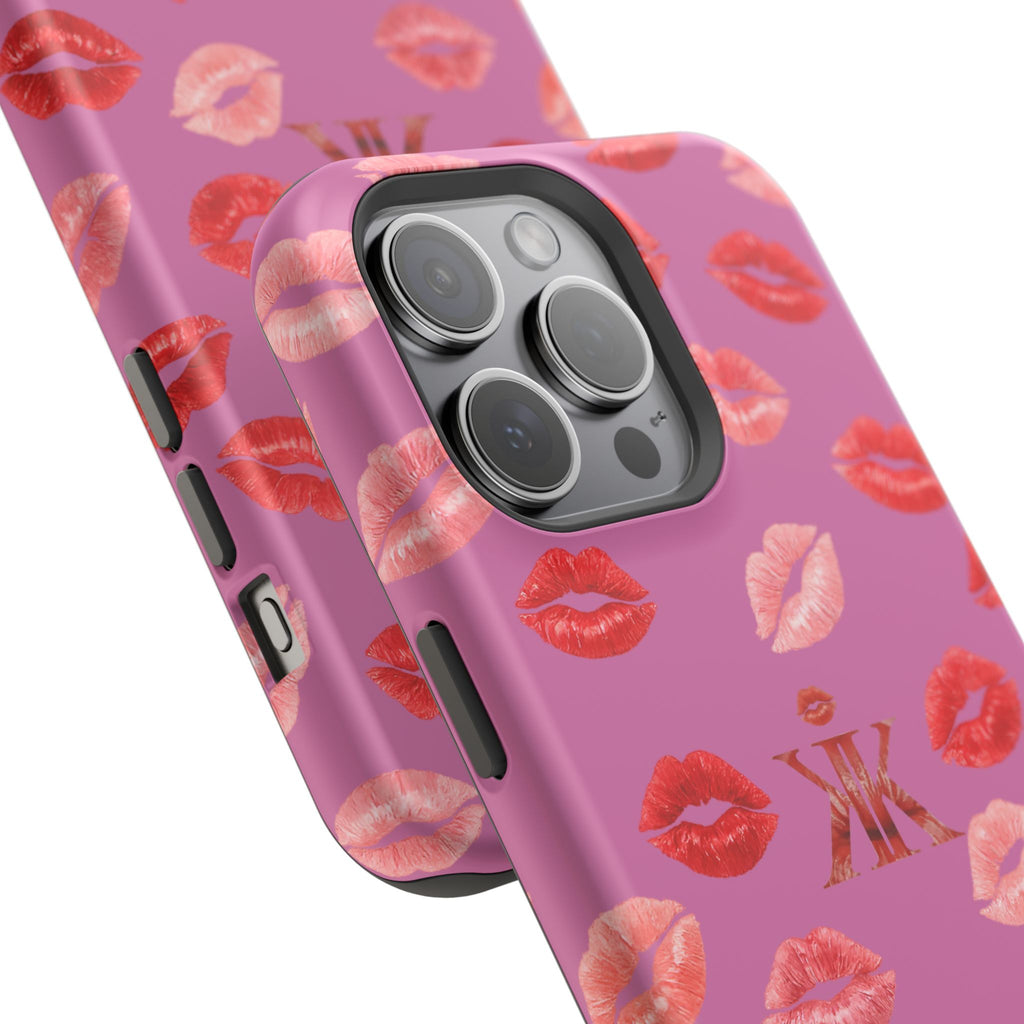 Psyche Collection Light Pink - Kiss Pattern Magnetic Impact Phone Case