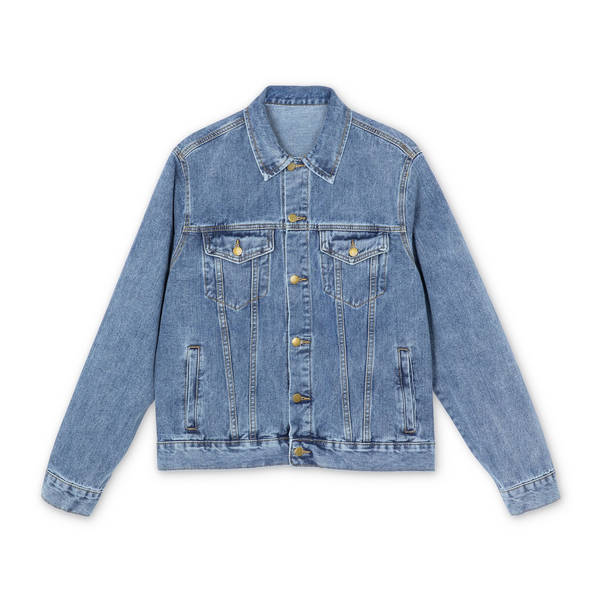 Men's Denim Jacket with Minimalist KK Logo — Classic Casual Jean Jacket