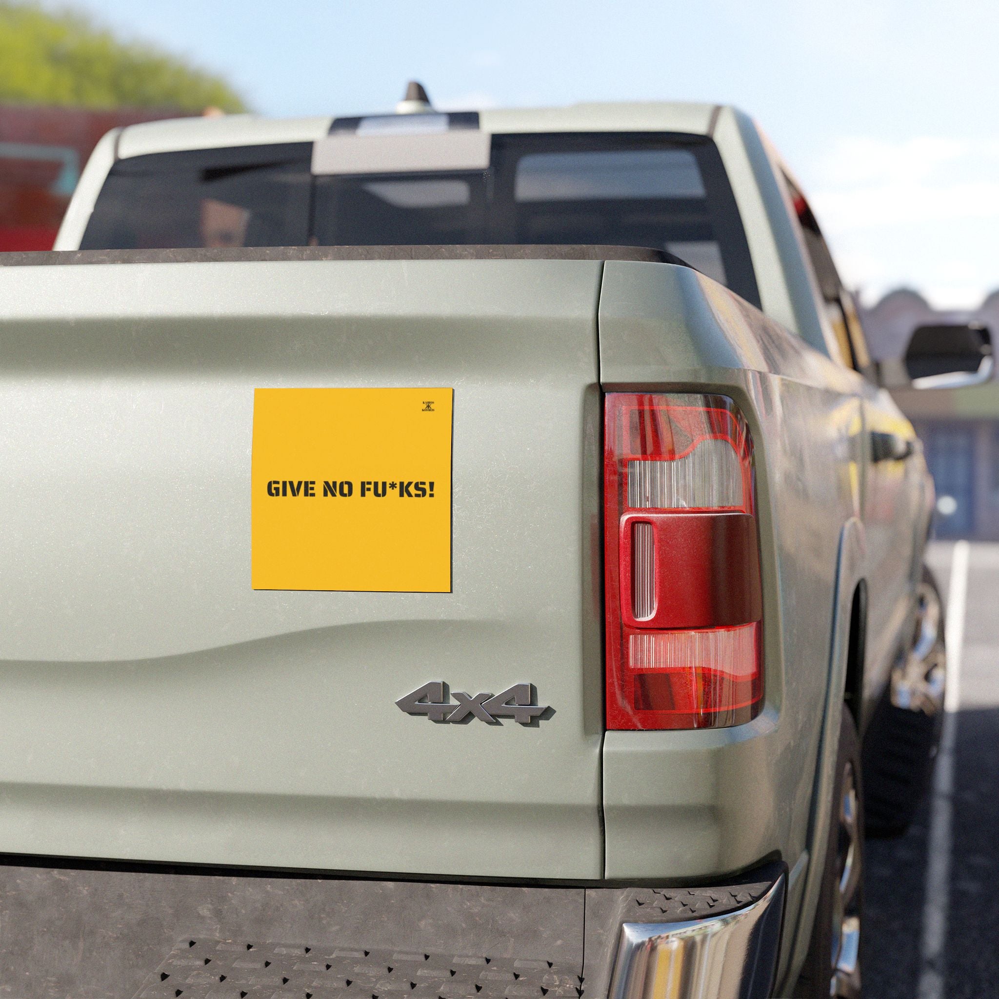 Kairos Kosmos Car Magnet Yellow — "GIVE NO FU*KS!" Bold Black Vinyl Décor