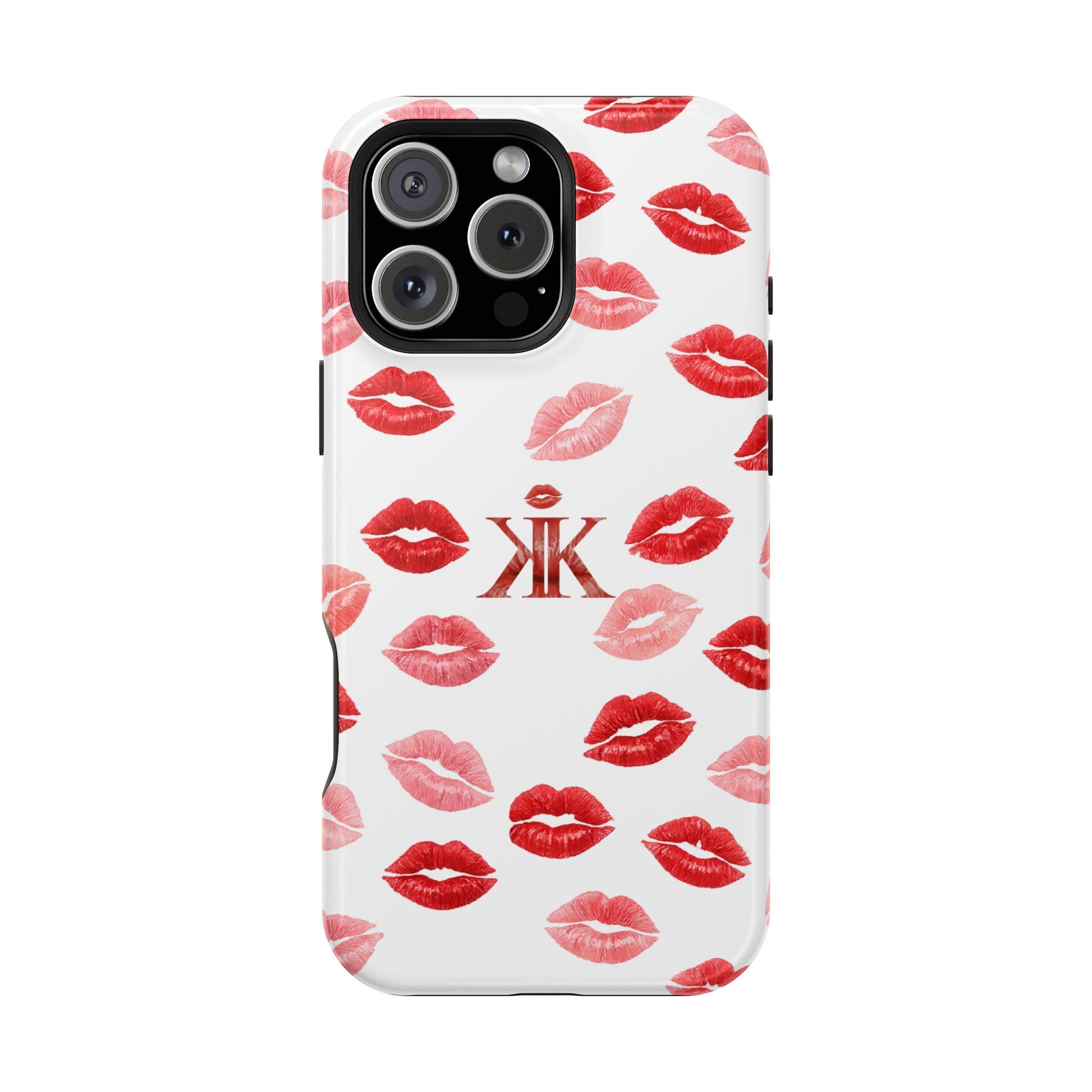 Psyche Collection White - Kiss Pattern Magnetic Impact Phone Case