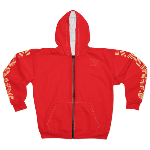 Aether Collection RED Aries Zodiac Zip Hoodie — Ram Constellation Graphic