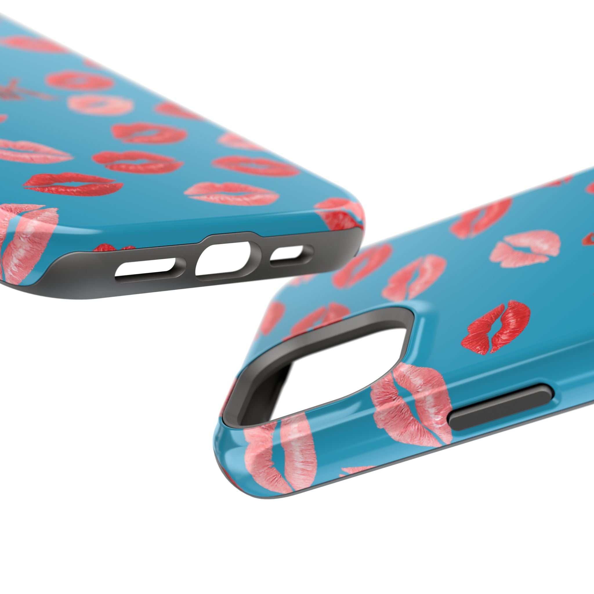 Psyche Collection Turquoise - Kiss Pattern Magnetic Impact Phone Case