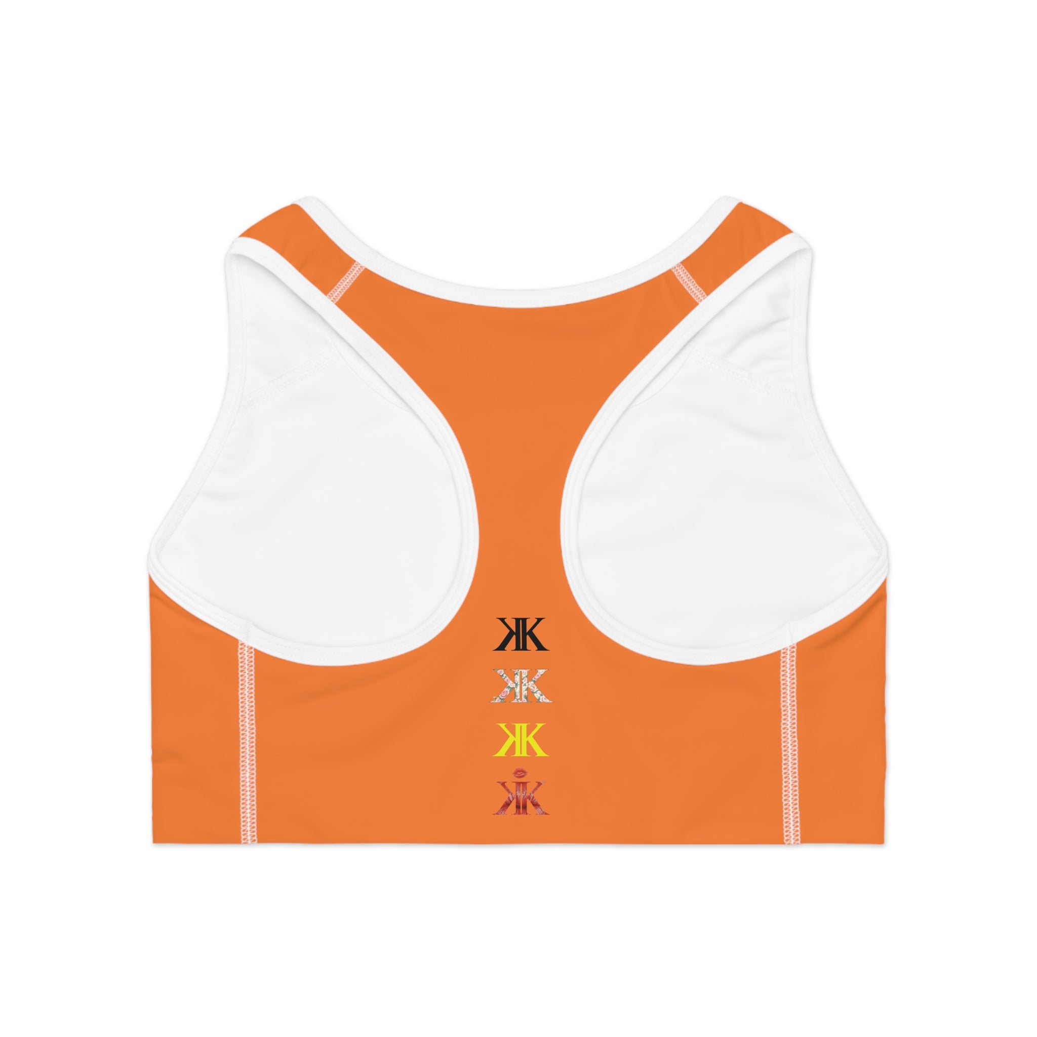 Sigil Collection Crusta Minimalist Stacked Logo Sports Bra — Colorful Monogram Activewear