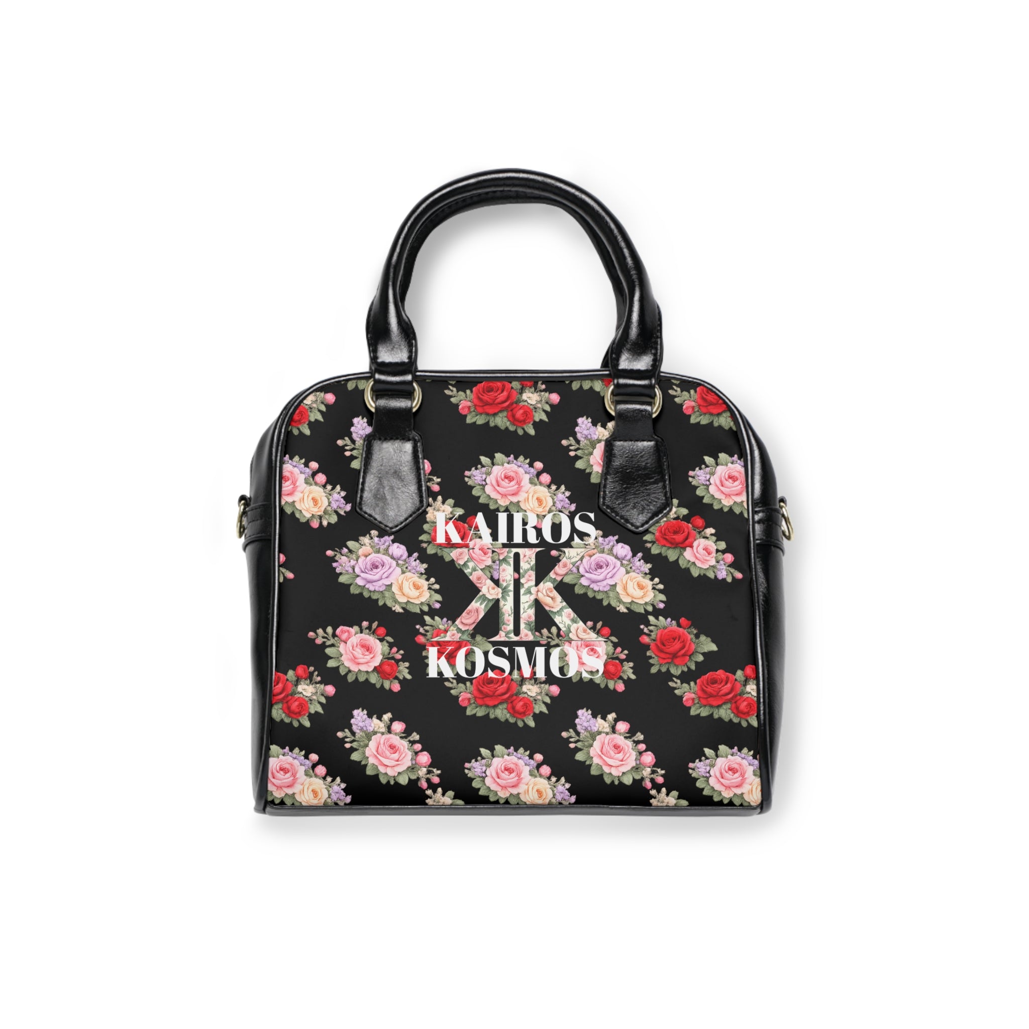 Anthos Collection BLACK Vintage Floral 'Kairos Kosmos' Shoulder Handbag