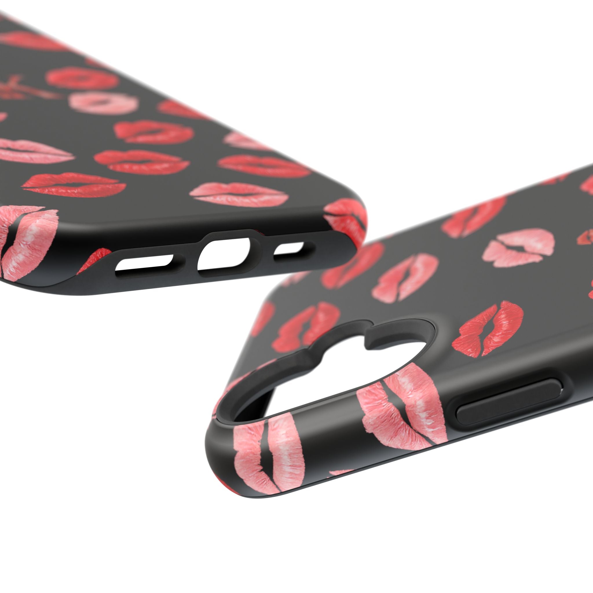 Psyche Collection BLACK - Kiss Pattern Magnetic Impact Phone Case
