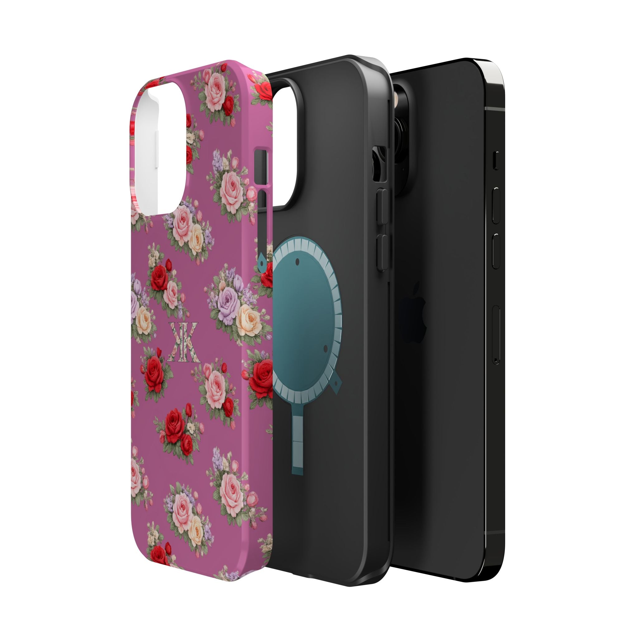 Anthos Collection Light Pink  Vintage Floral Rose Pattern Magnetic Impact-Resistant Phone Case