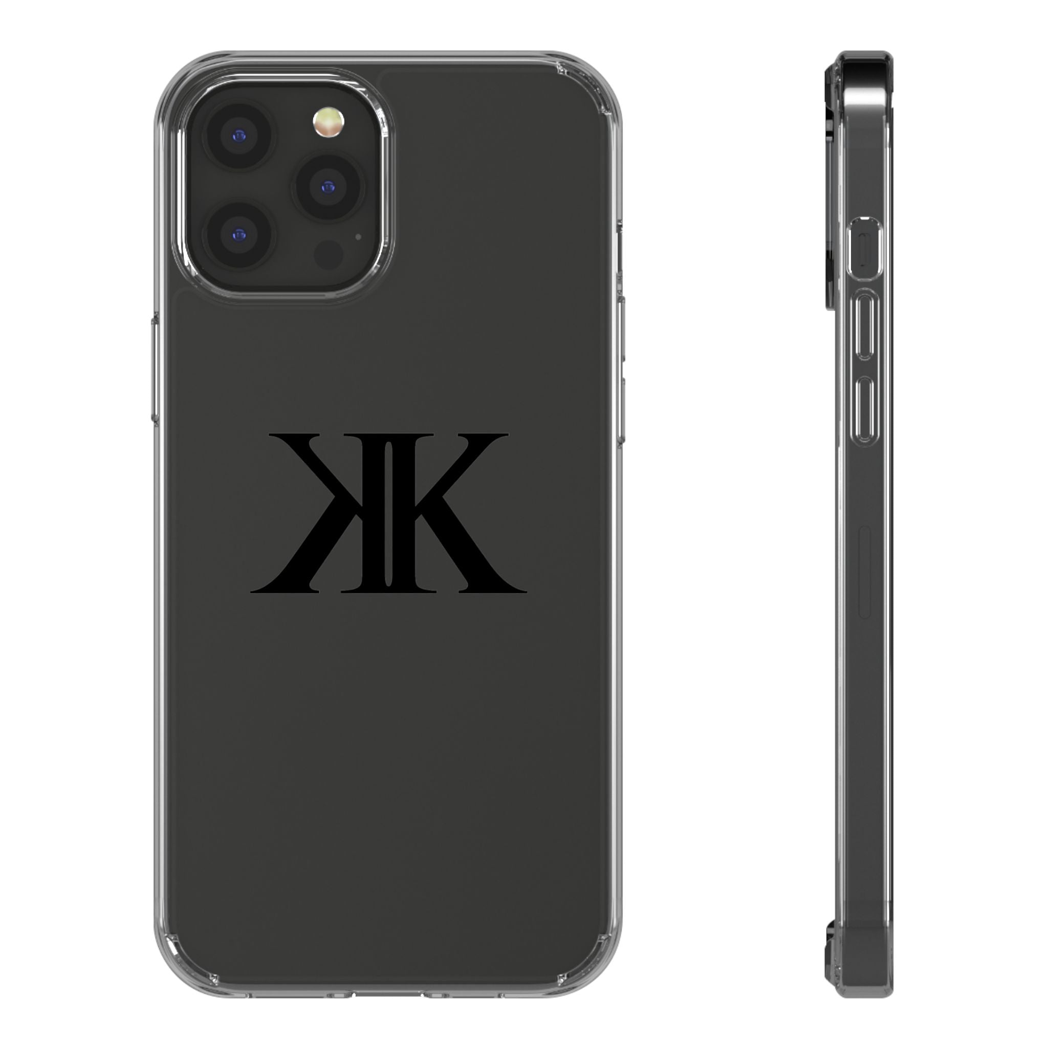 Kairos Kosmos Clear Phone Case — Minimal Black KK Monogram