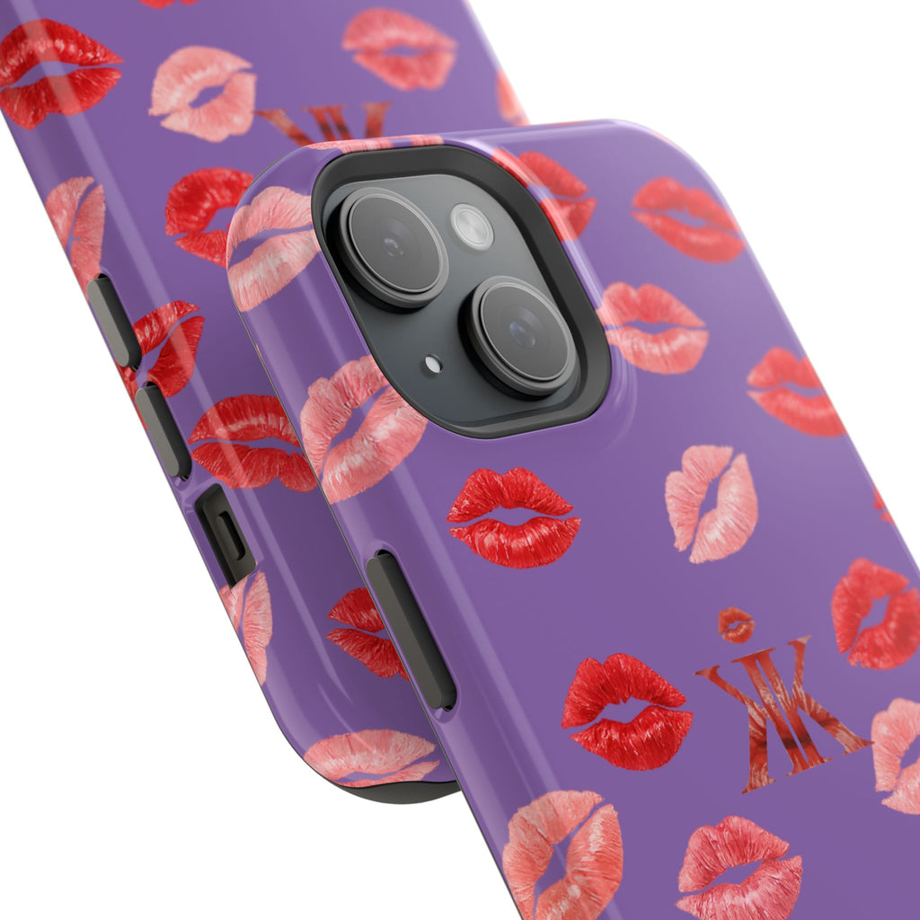 Psyche Collection Light Purple - Kiss Pattern Magnetic Impact Phone Case