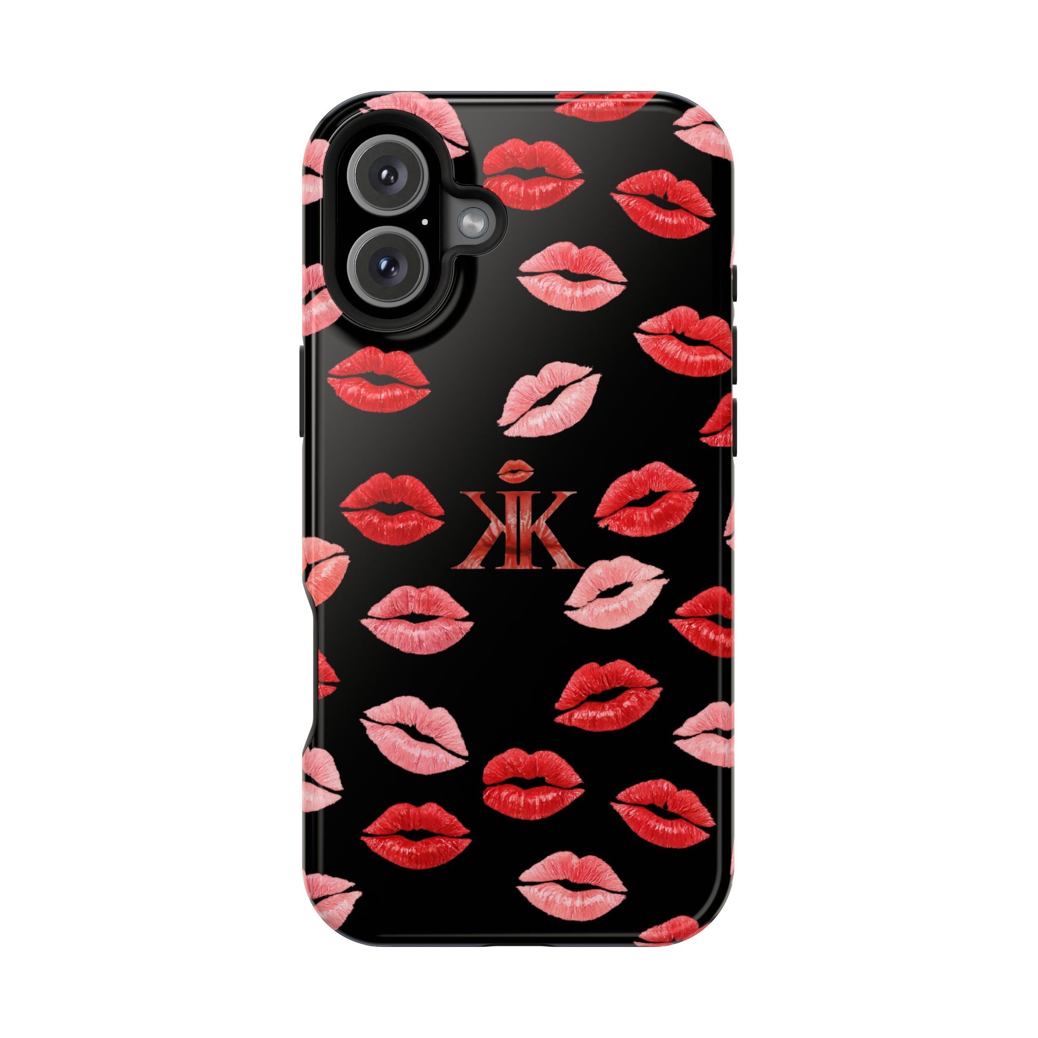 Psyche Collection BLACK - Kiss Pattern Magnetic Impact Phone Case