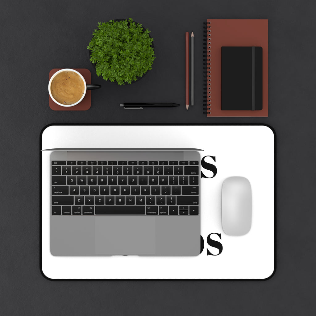 Desk Mat — Minimalist 'KAIROS KOSMOS' Black & White Logo Desk Mat