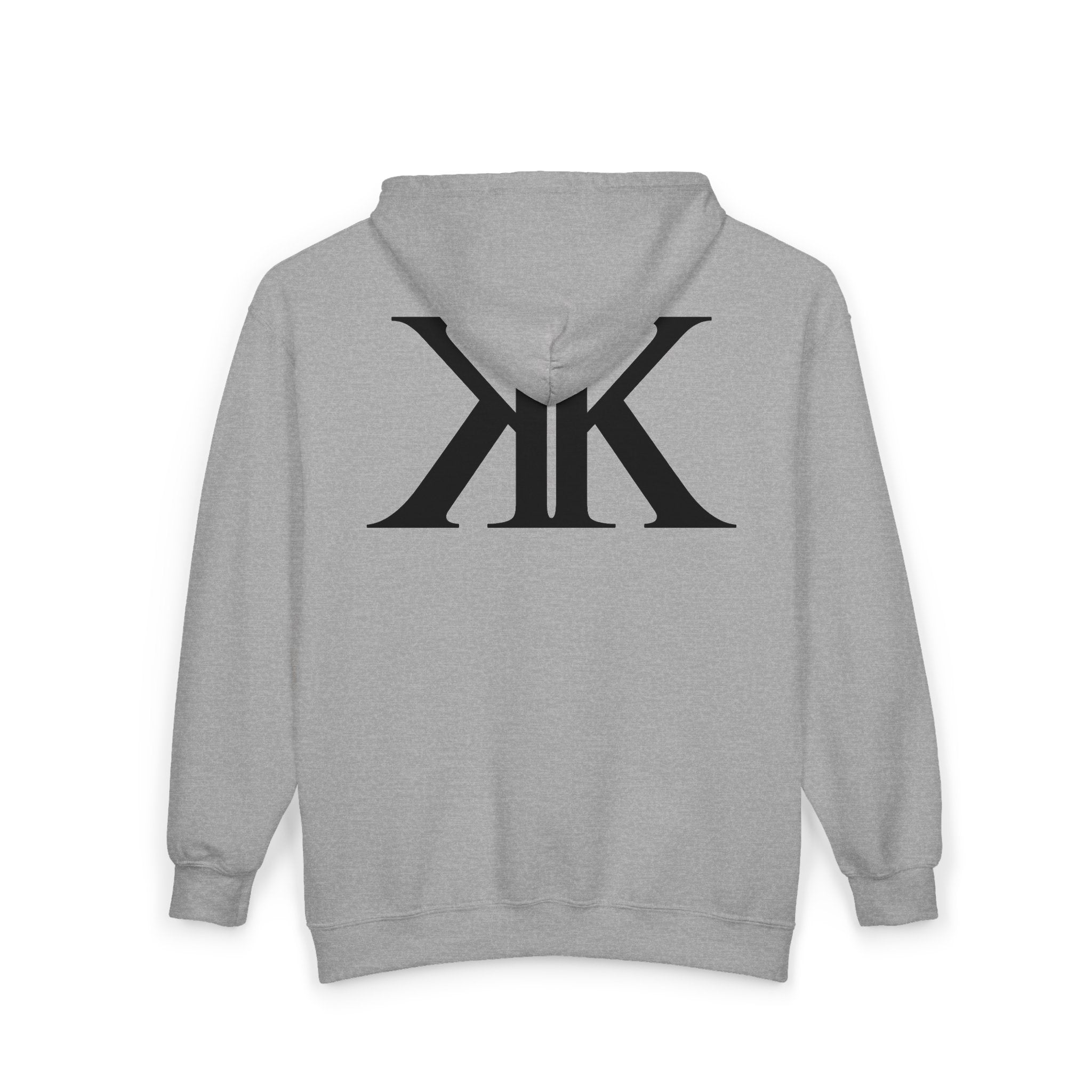 KK Monogram Zip Hoodie - Black Mirror Logo Full-Zip Sweatshirt