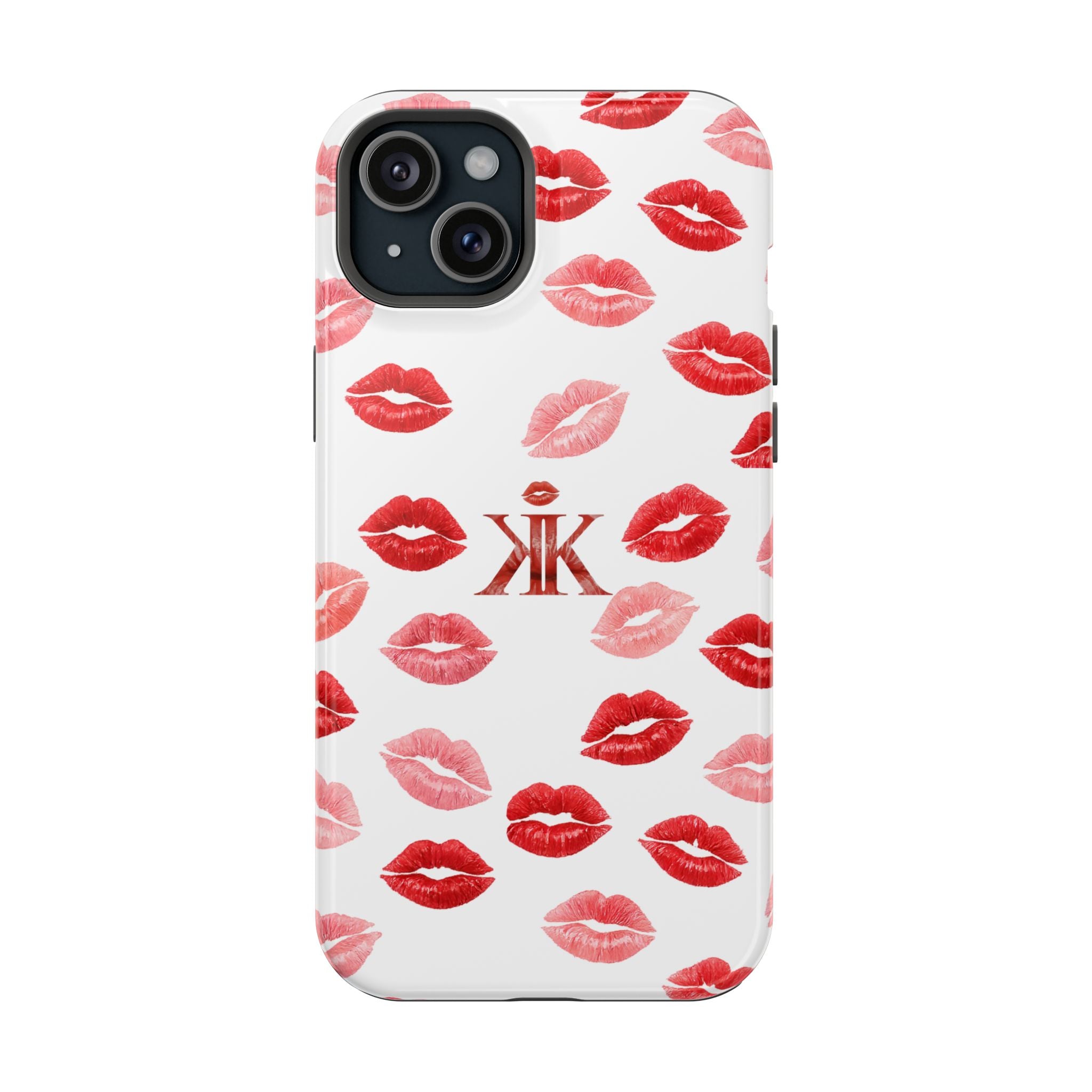 Psyche Collection White - Kiss Pattern Magnetic Impact Phone Case