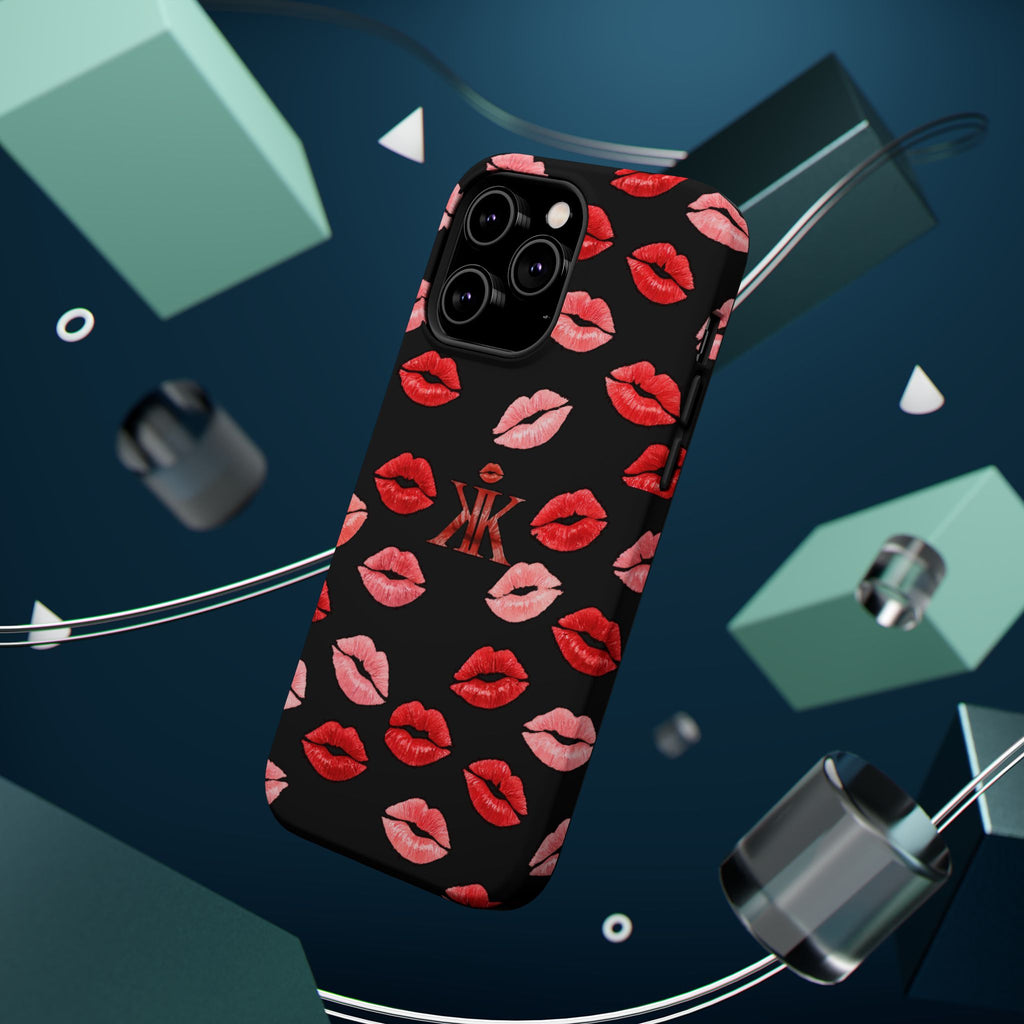 Psyche Collection BLACK - Kiss Pattern Magnetic Impact Phone Case
