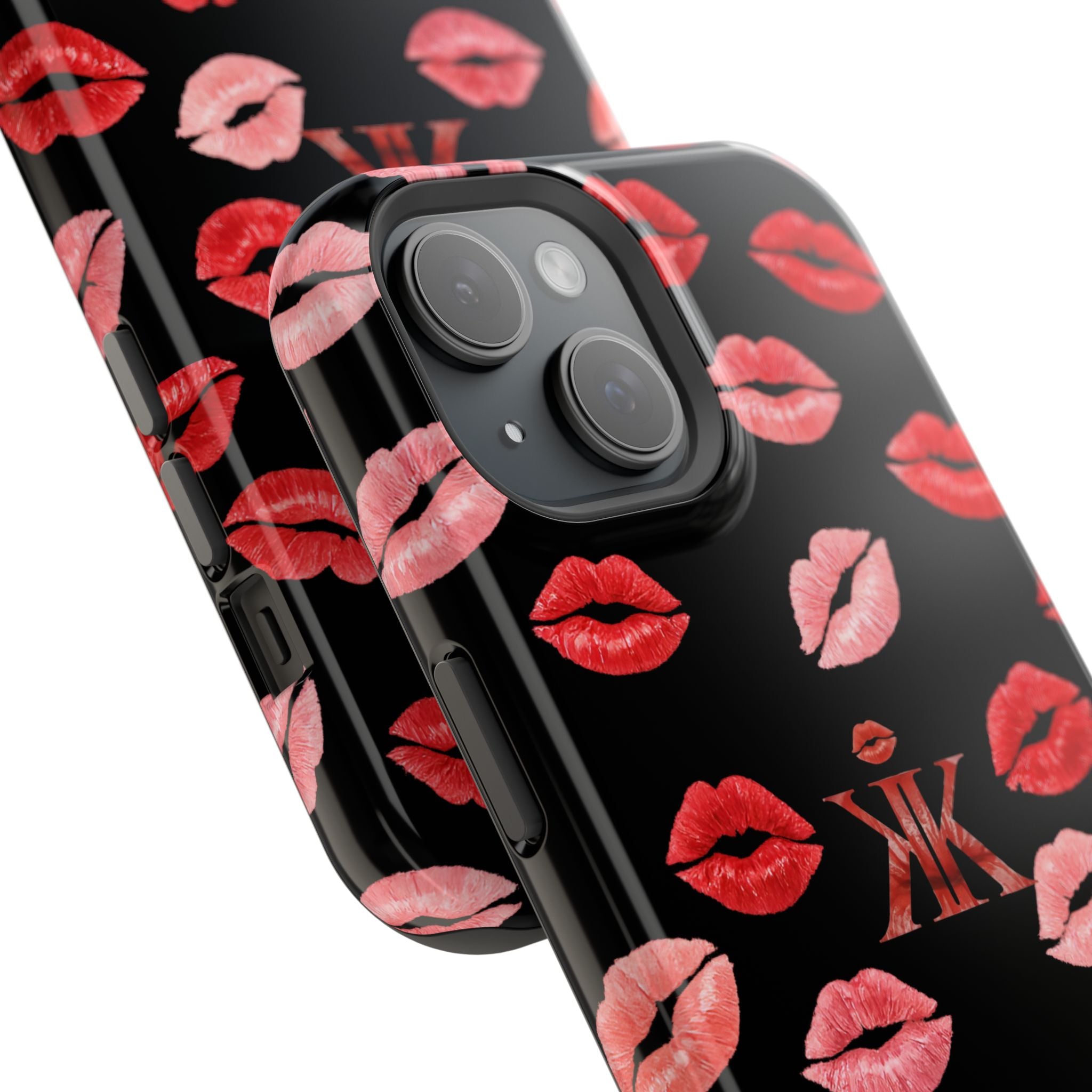 Psyche Collection BLACK - Kiss Pattern Magnetic Impact Phone Case