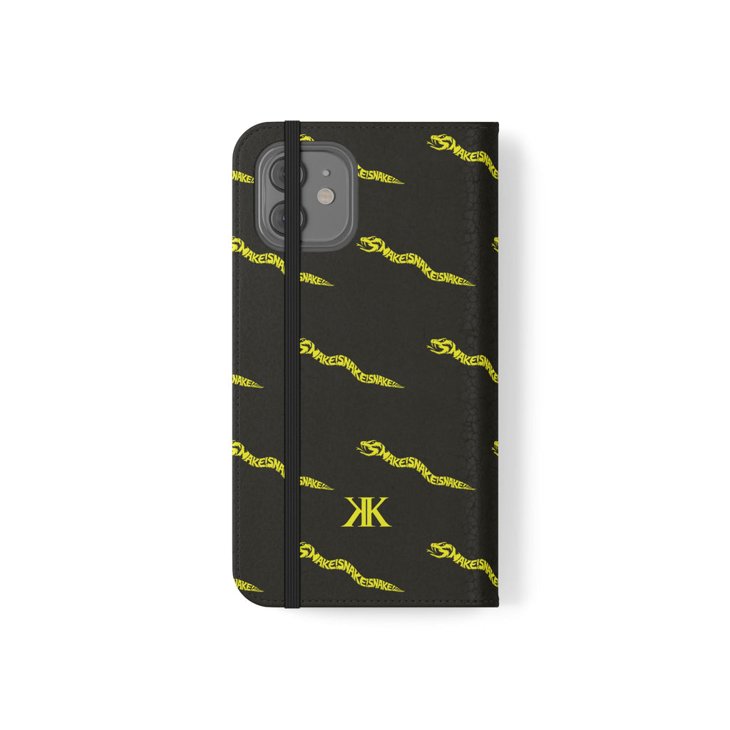 Aspis Collection Flip Case Phone Wallet — Black & Gold Kairos Kosmos Pattern