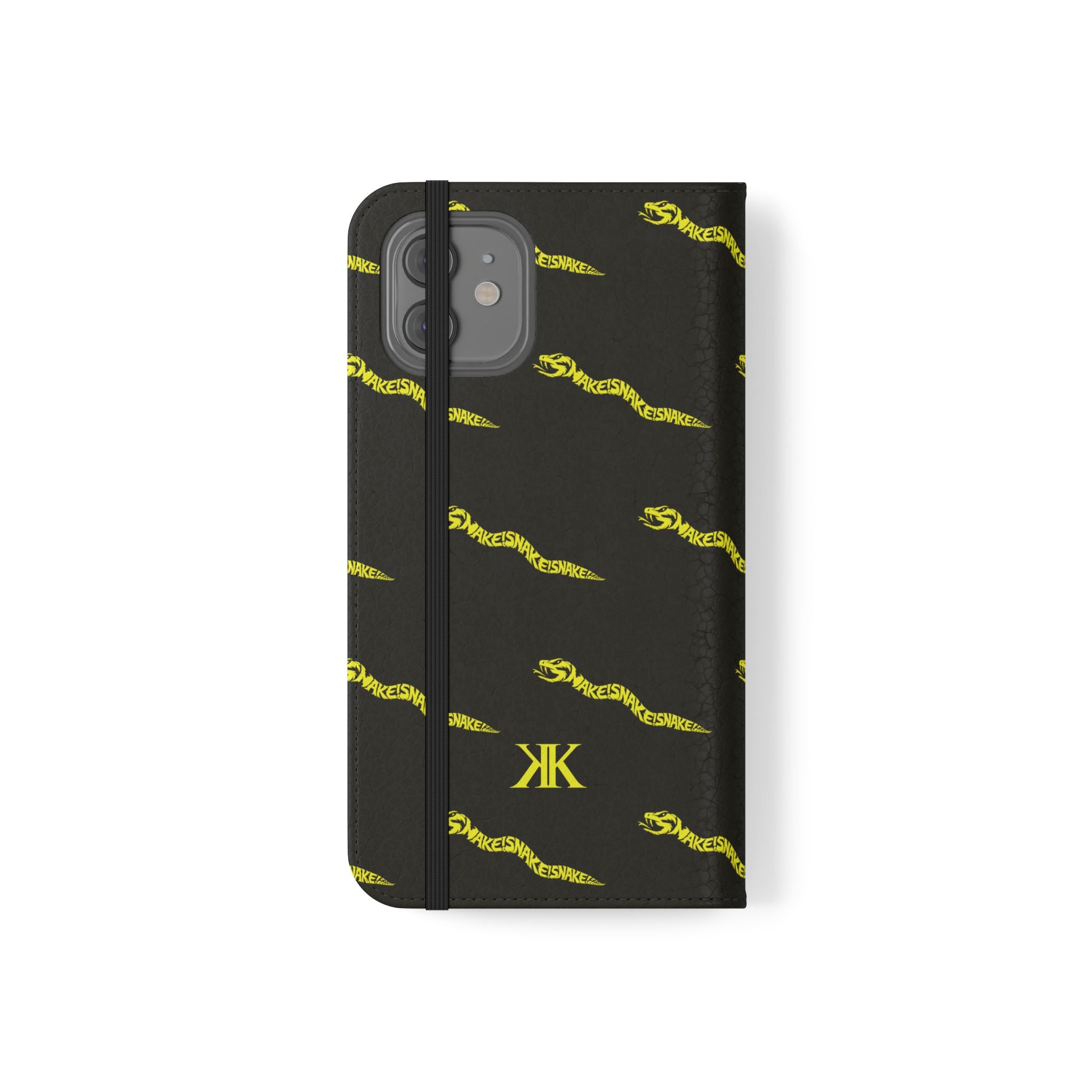 Aspis Collection Flip Case Phone Wallet — Black & Gold Kairos Kosmos Pattern
