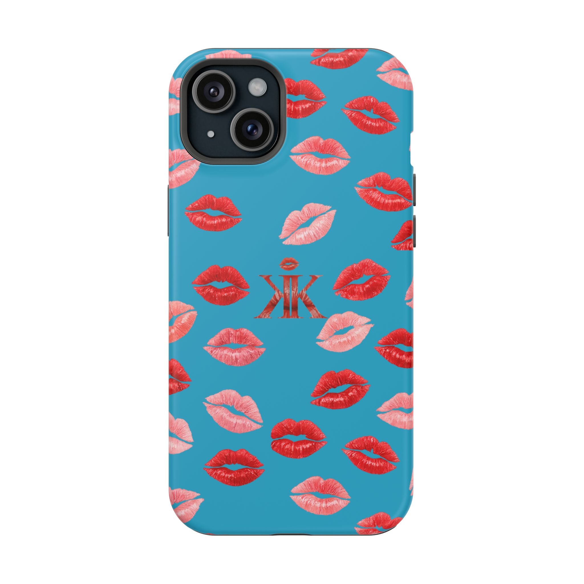 Psyche Collection Turquoise - Kiss Pattern Magnetic Impact Phone Case