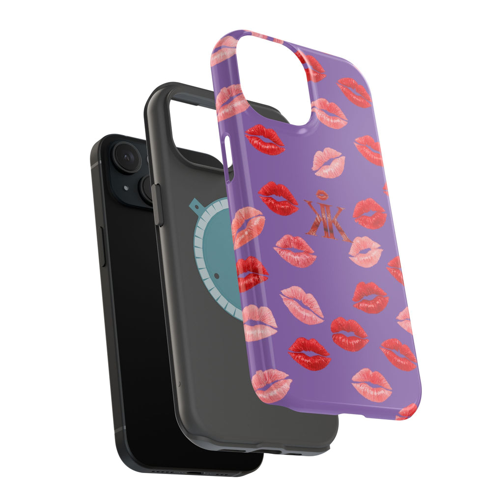 Psyche Collection Light Purple - Kiss Pattern Magnetic Impact Phone Case