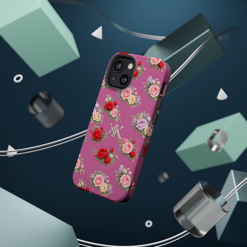 Anthos Collection Light Pink  Vintage Floral Rose Pattern Magnetic Impact-Resistant Phone Case