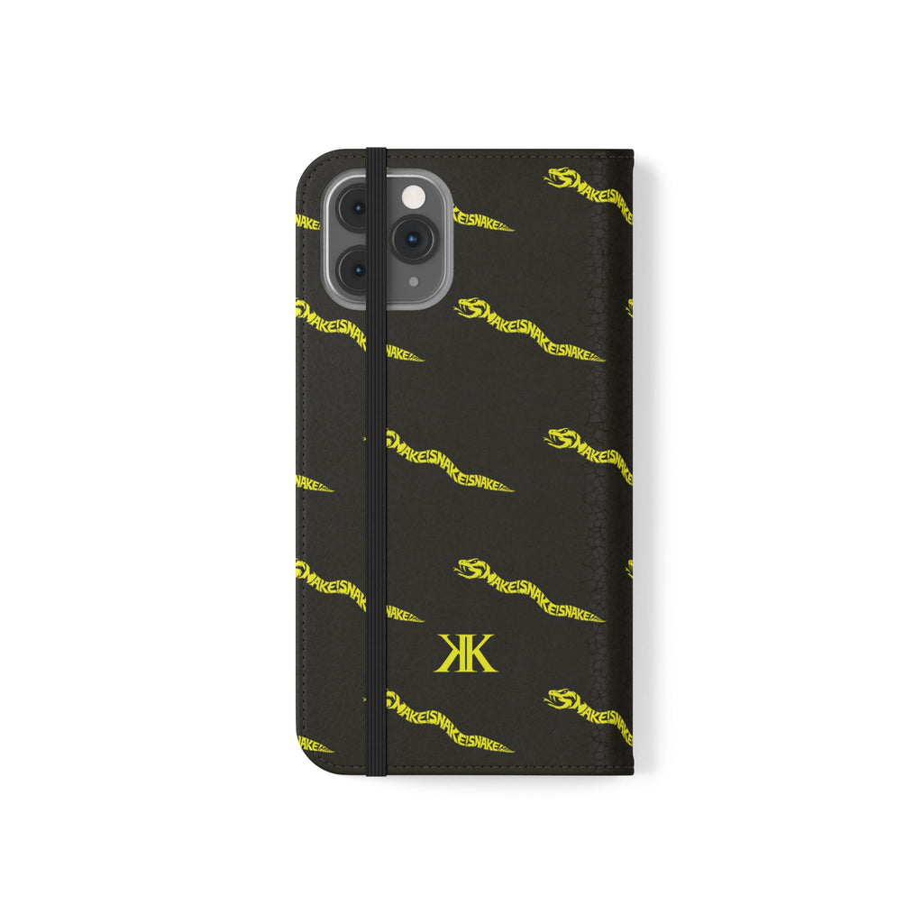 Aspis Collection Flip Case Phone Wallet — Black & Gold Kairos Kosmos Pattern