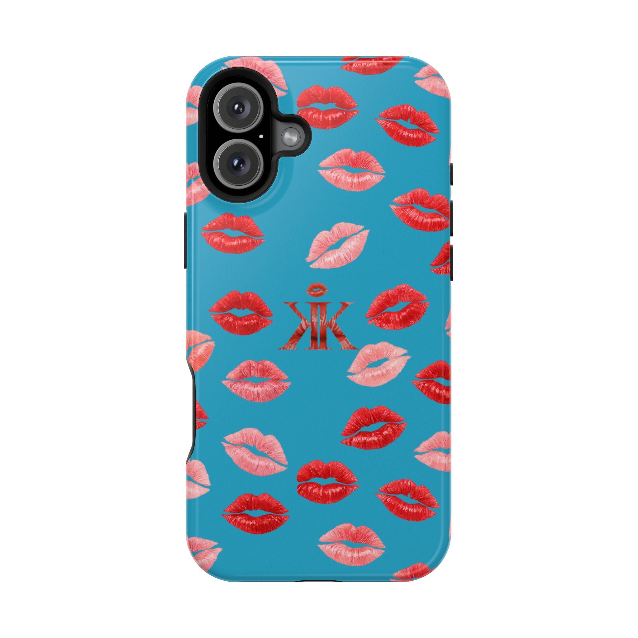 Psyche Collection Turquoise - Kiss Pattern Magnetic Impact Phone Case