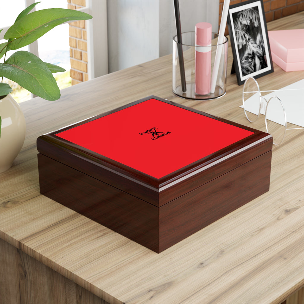 Jewelry Box RED with Minimalist 'KAIROS KOSMOS' Logo