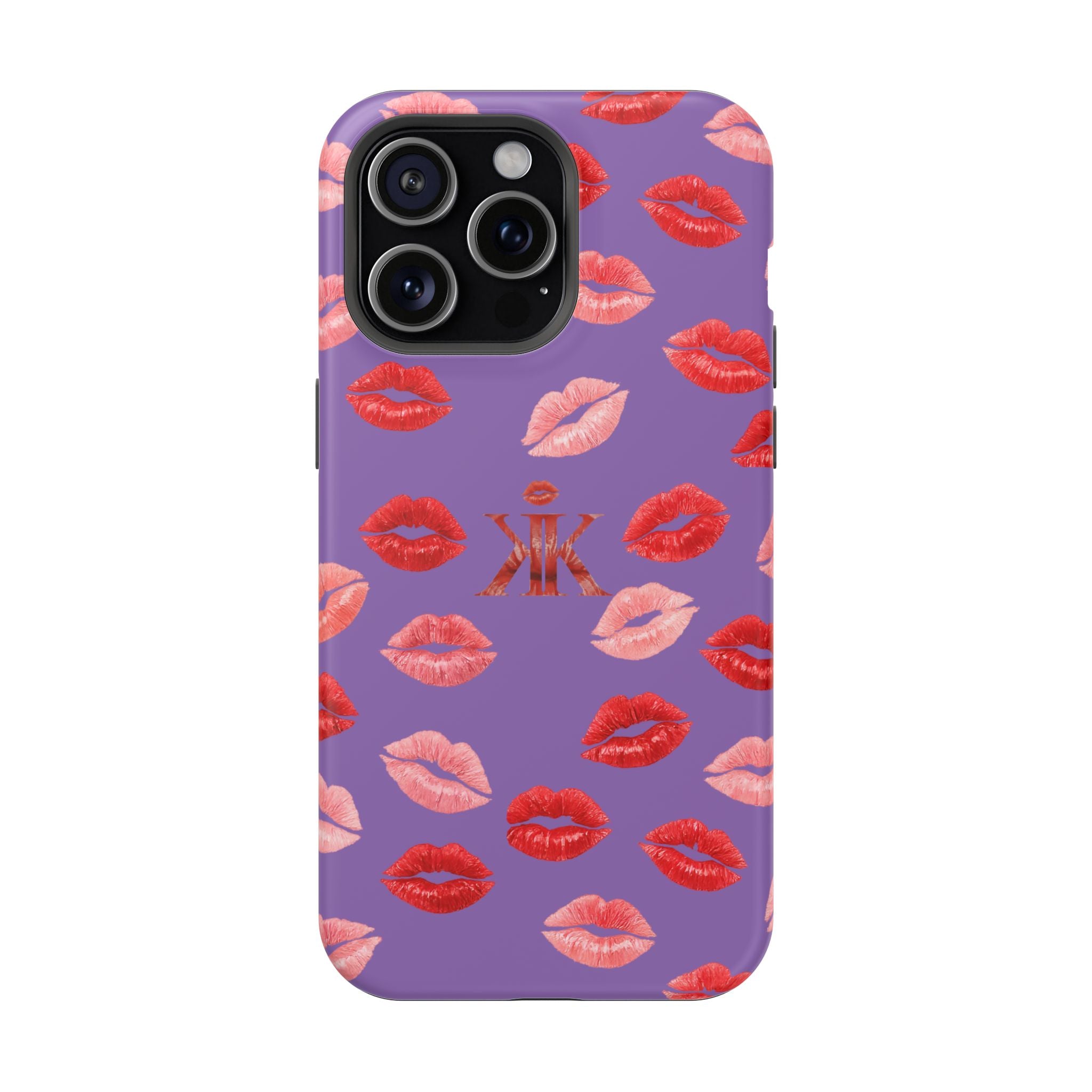 Psyche Collection Light Purple - Kiss Pattern Magnetic Impact Phone Case
